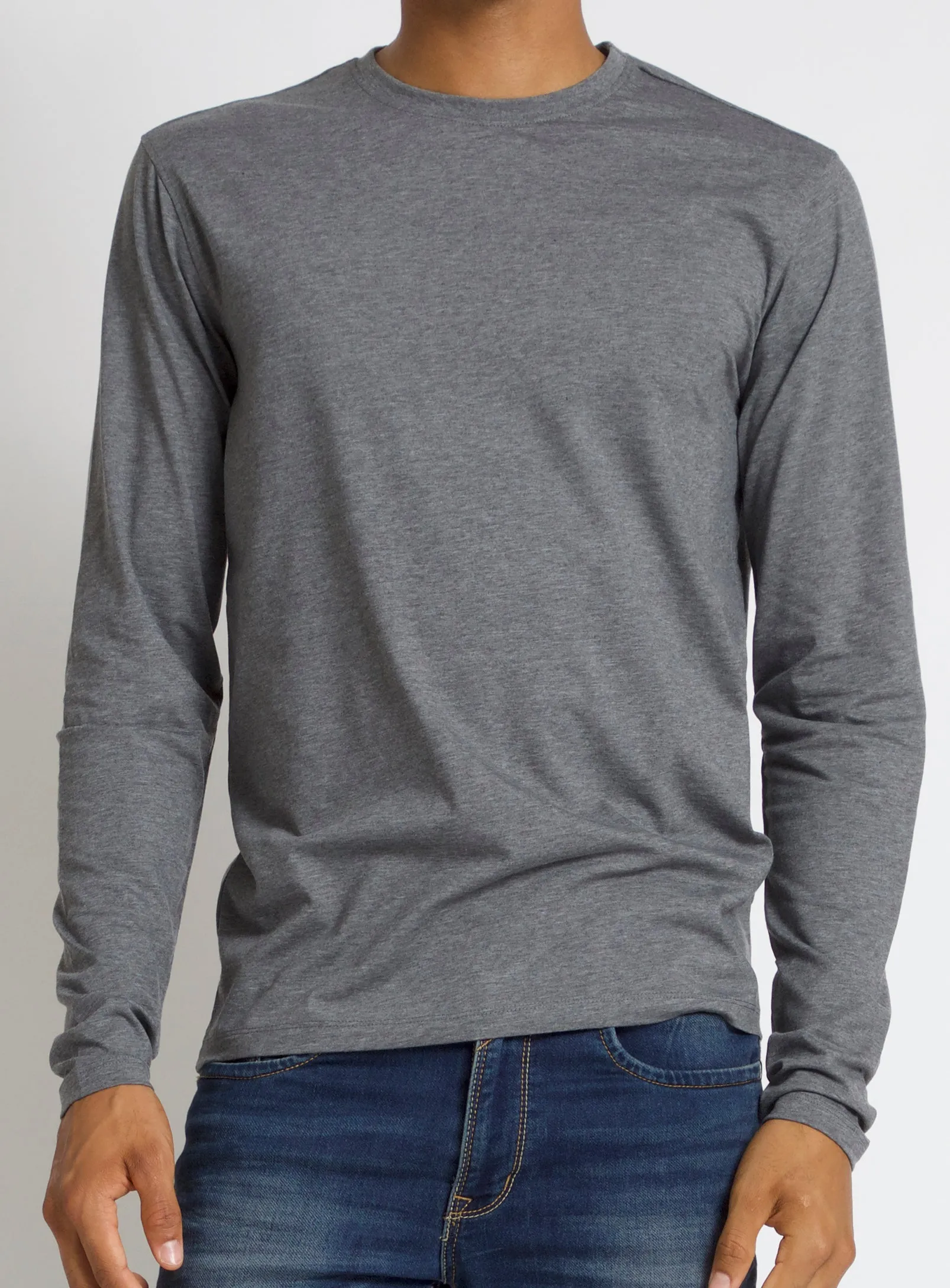 BEL | Stretch Organic long sleeve basic Crewneck || BEL | Ras du cou stretch basique bio à manches longues