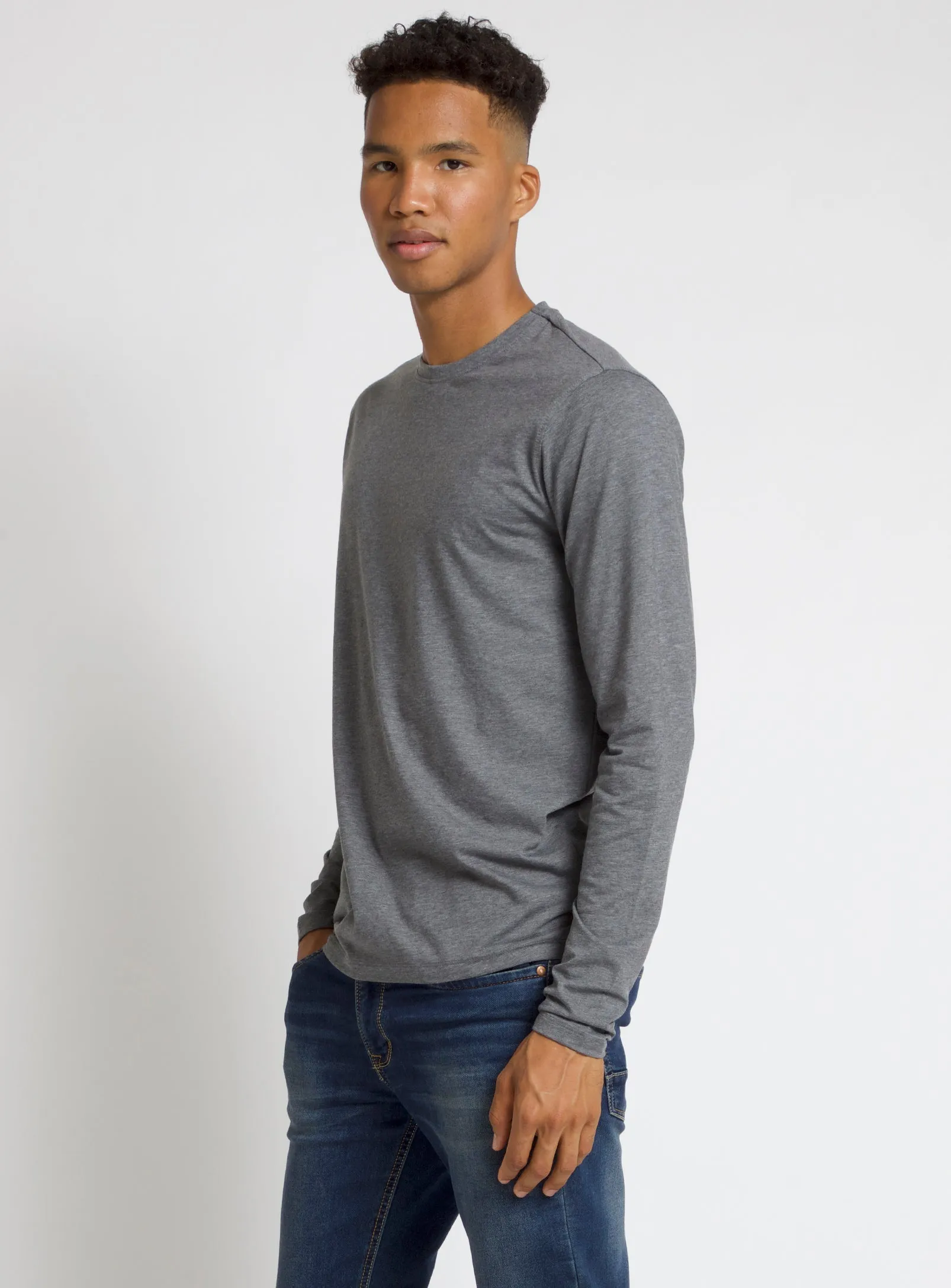 BEL | Stretch Organic long sleeve basic Crewneck || BEL | Ras du cou stretch basique bio à manches longues