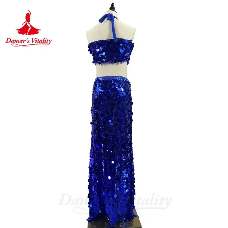 Belly Dance Costume for Women Customsized Big Sequins Top split Long Skirt 2pcs Customsize Adult Child Oriental Professional Set