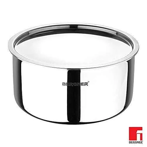 BERGNER Argent Triply Stainless Steel Tope with Stainless Steel Lid, Induction Base