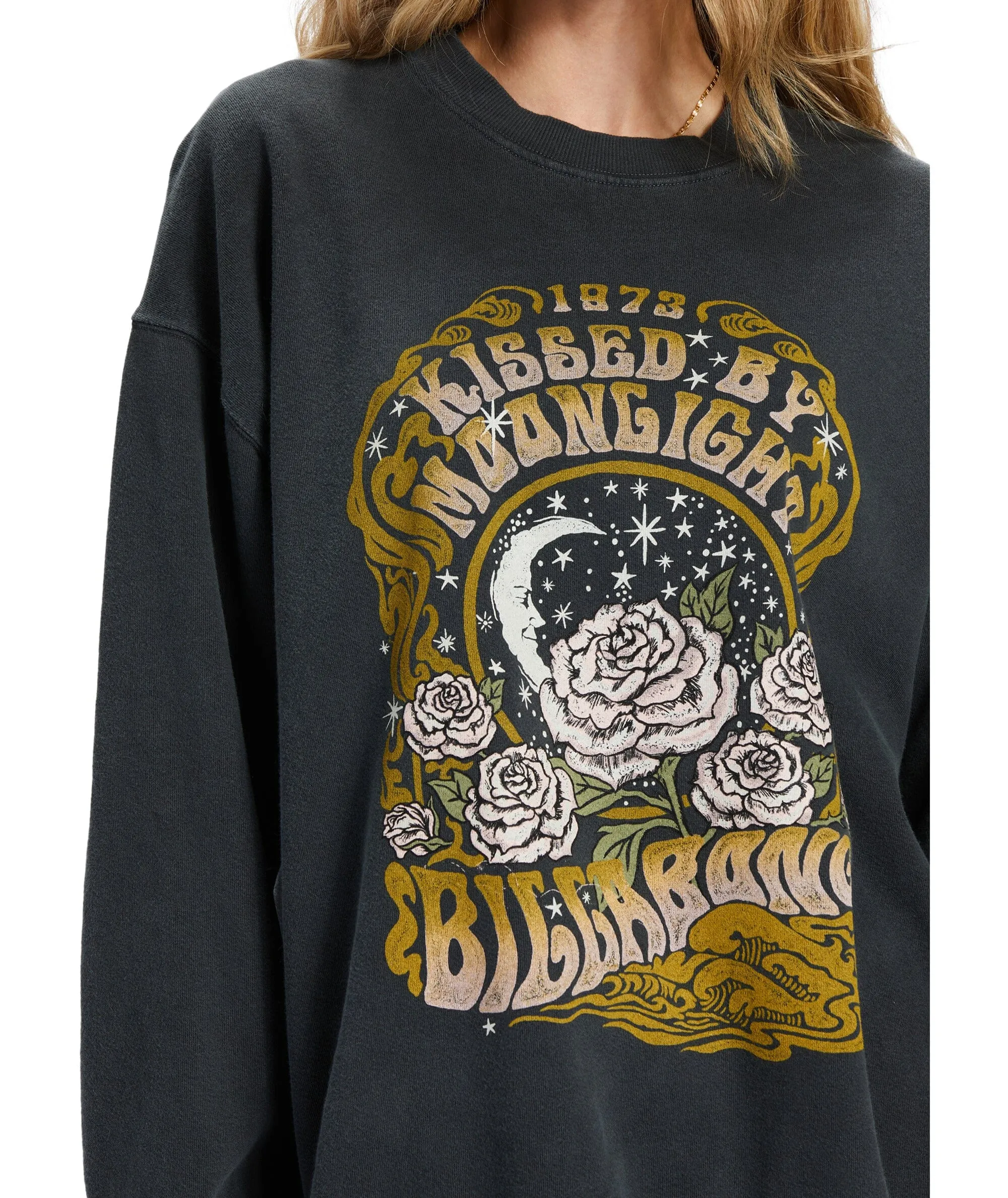 BILLABONG Women's Ride In Oversized Crewneck Black Sands 2