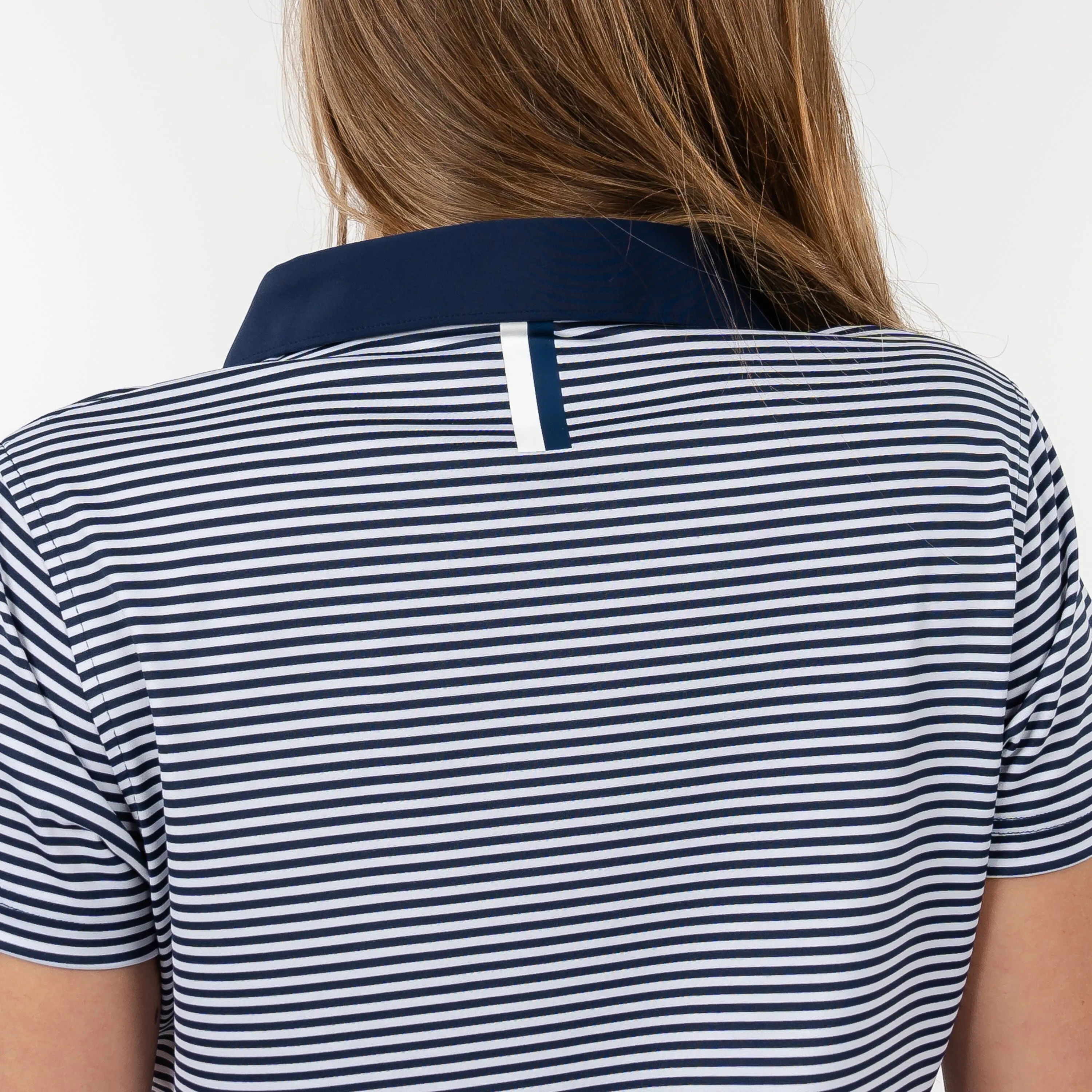 Birdie Stripe Performance Polo | The Birdie Stripe - Fleet Navy/White