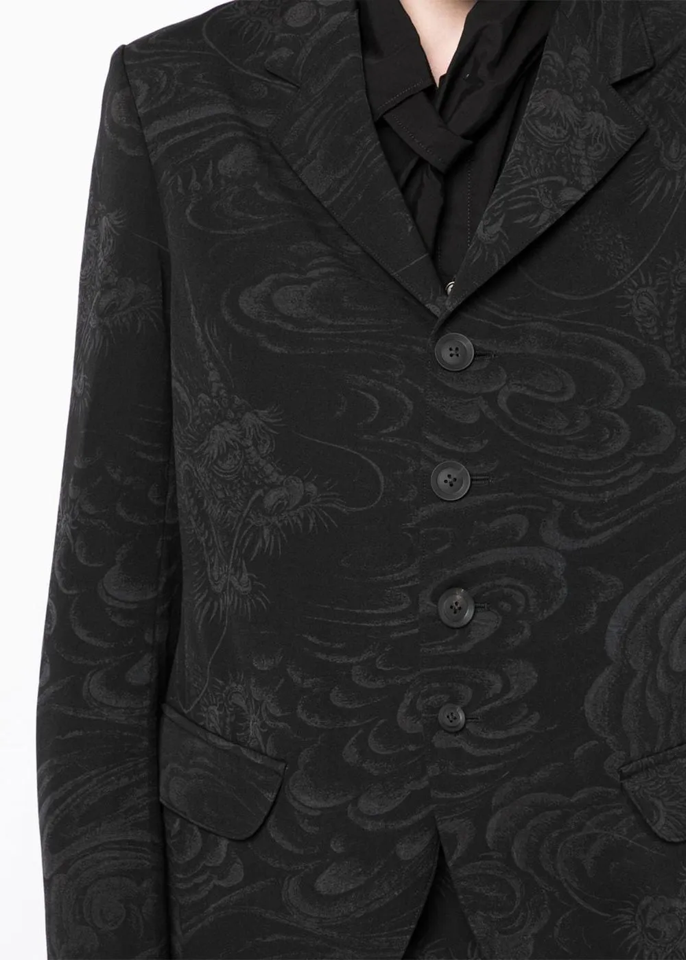 Black Dragon Print Discharge Jacket