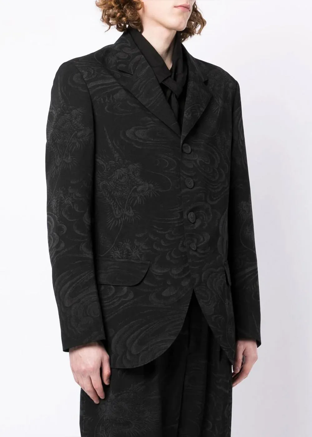 Black Dragon Print Discharge Jacket