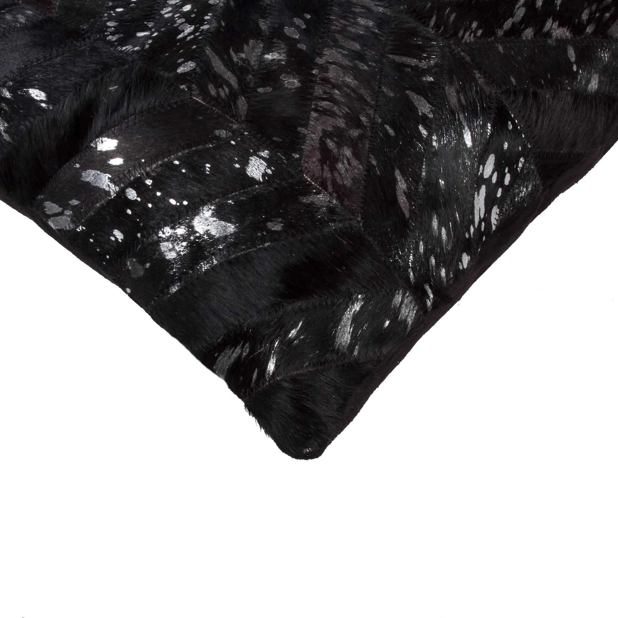 Black Silver Acid Washed Cowhide Pillow