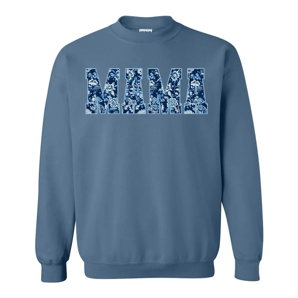 'Blue & White Chinoiserie 'Mama' Crewneck Sweatshirt