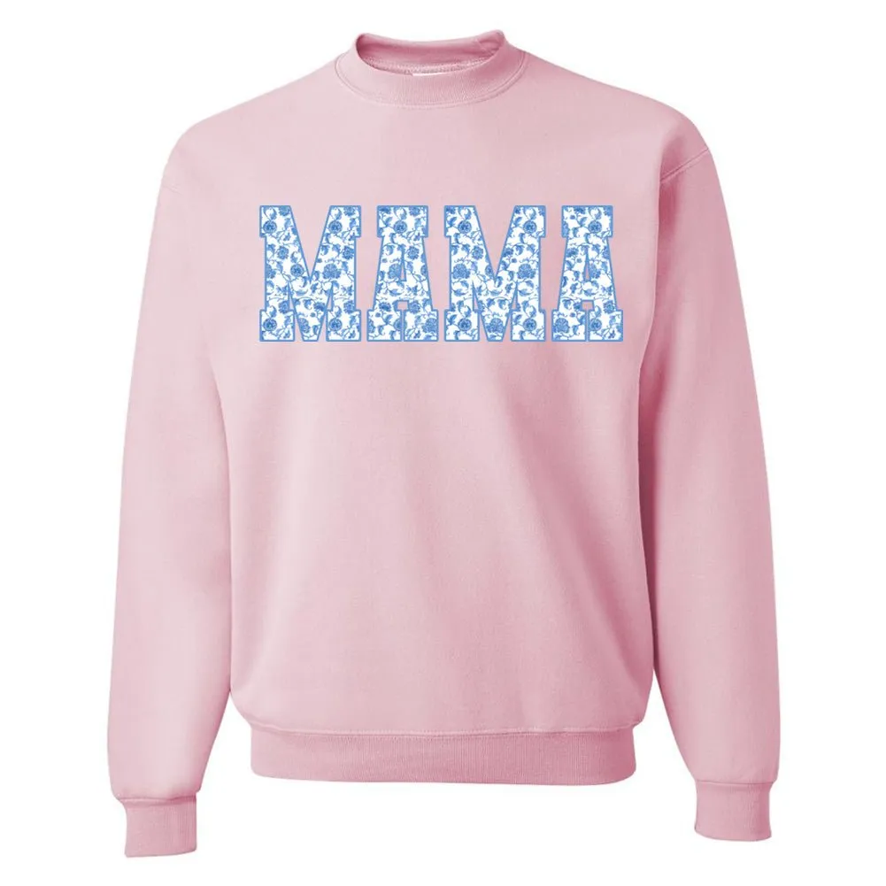 'Blue & White Chinoiserie 'Mama' Crewneck Sweatshirt