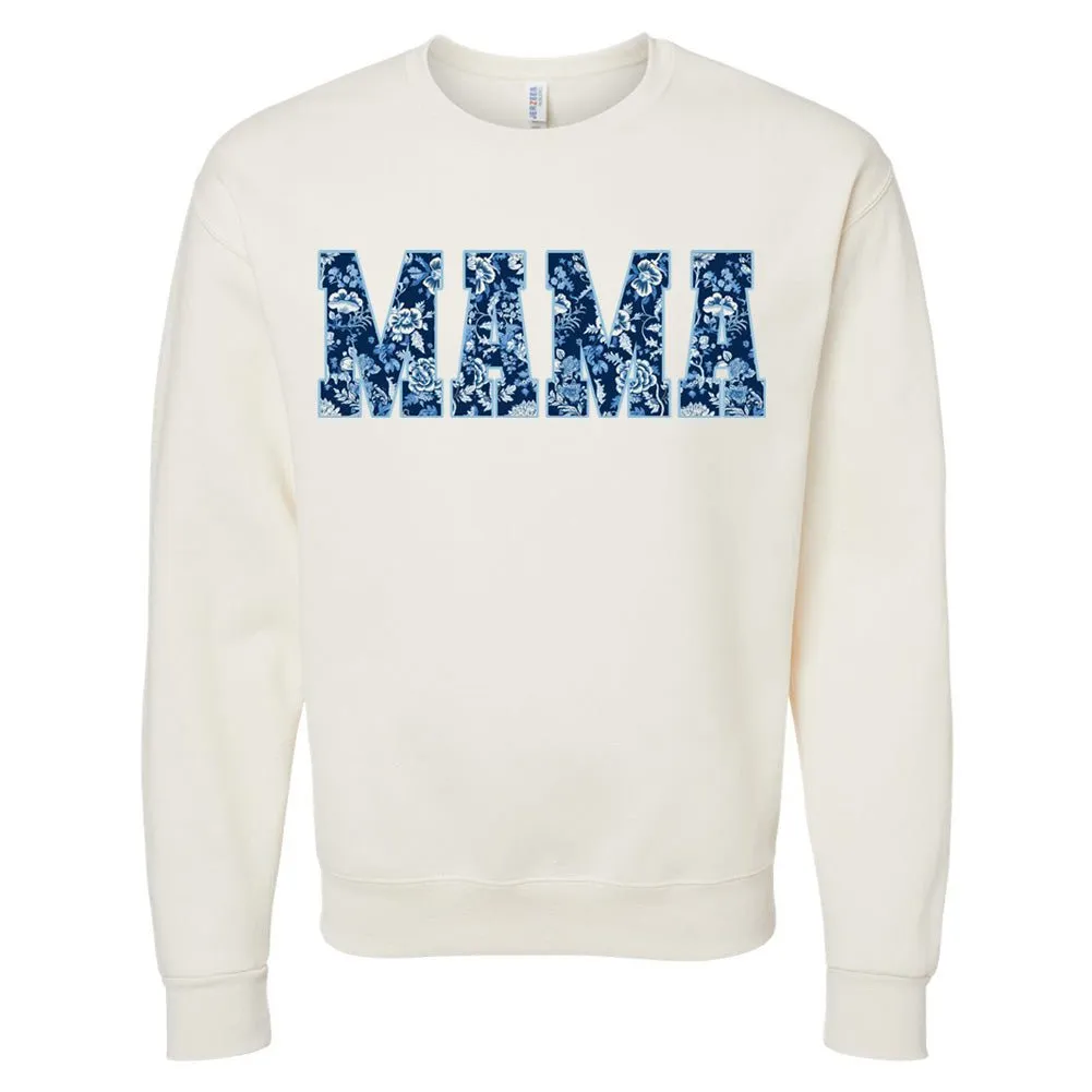 'Blue & White Chinoiserie 'Mama' Crewneck Sweatshirt