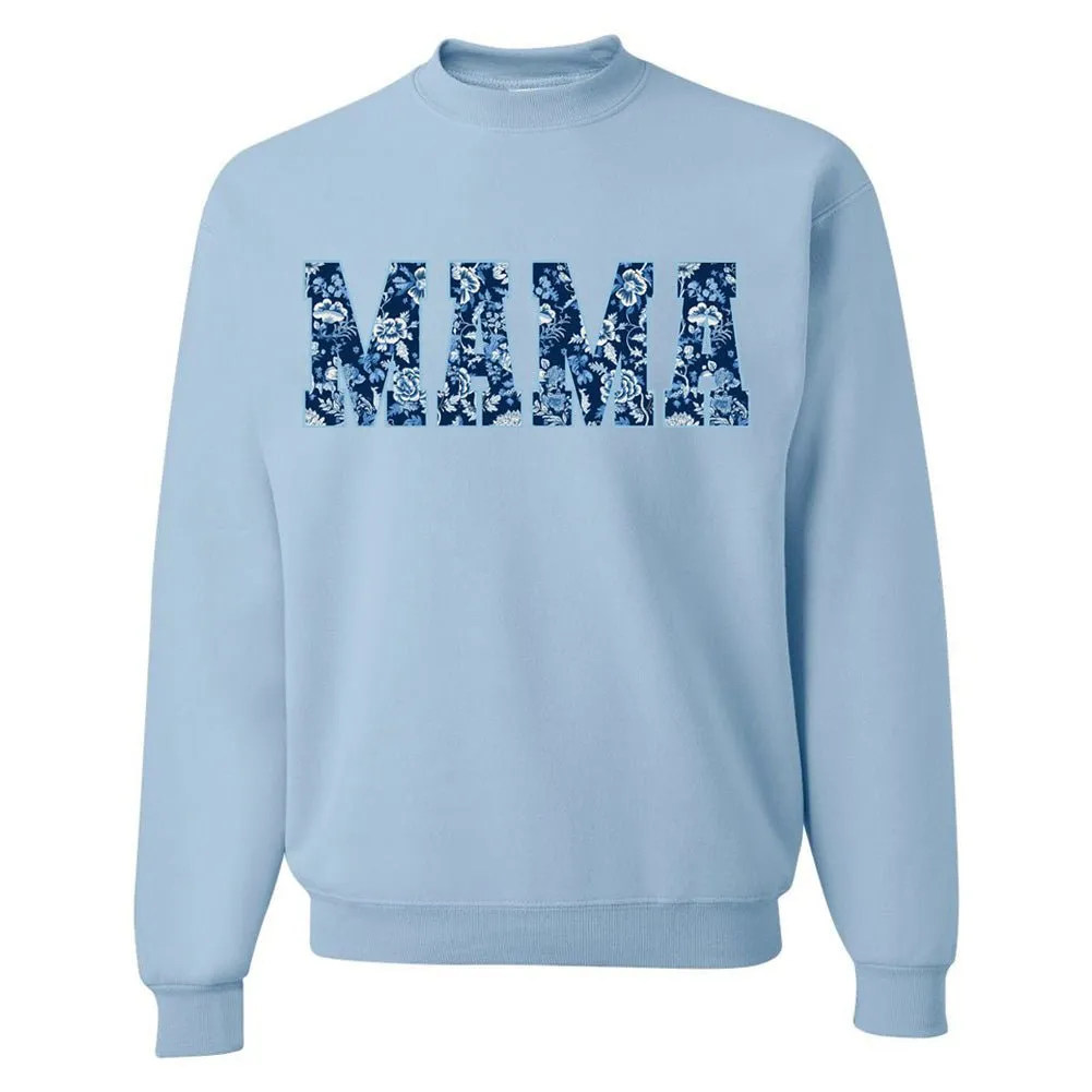 'Blue & White Chinoiserie 'Mama' Crewneck Sweatshirt