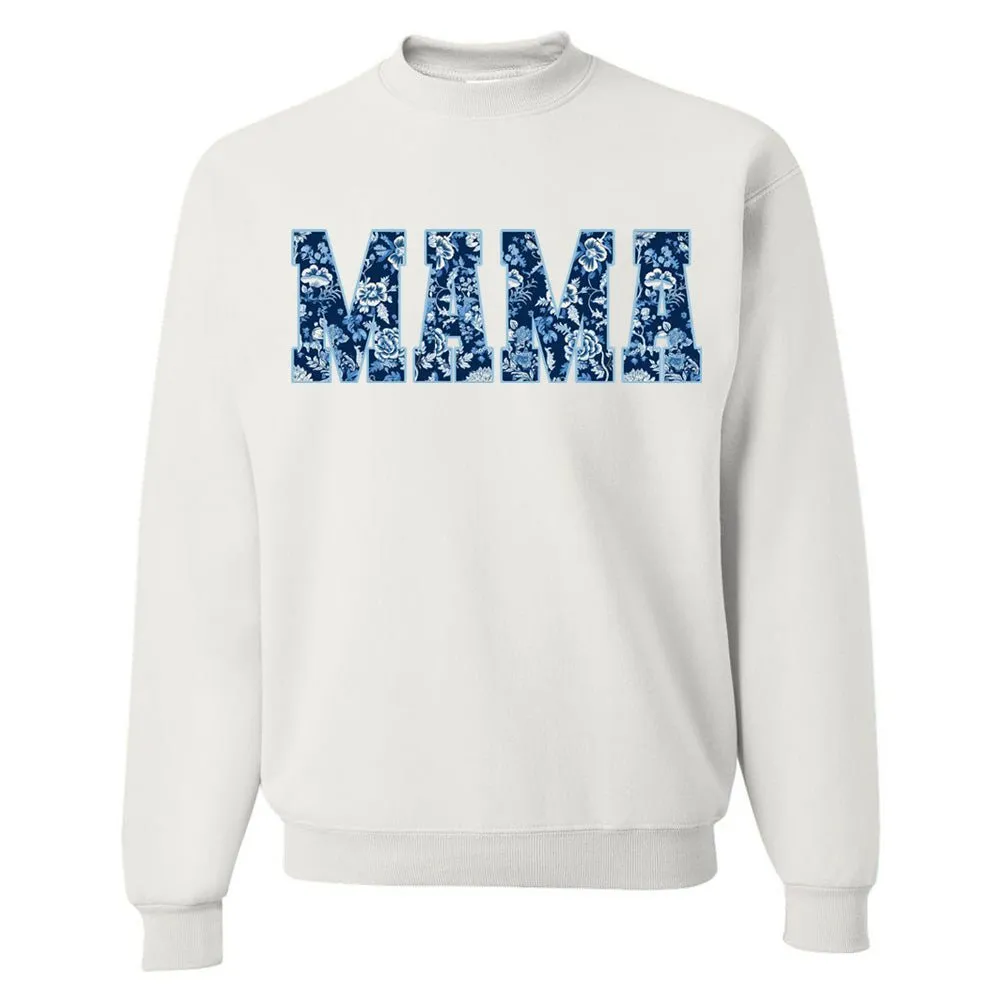 'Blue & White Chinoiserie 'Mama' Crewneck Sweatshirt