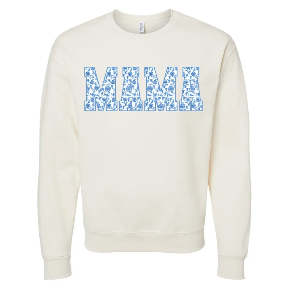 'Blue & White Chinoiserie 'Mama' Crewneck Sweatshirt