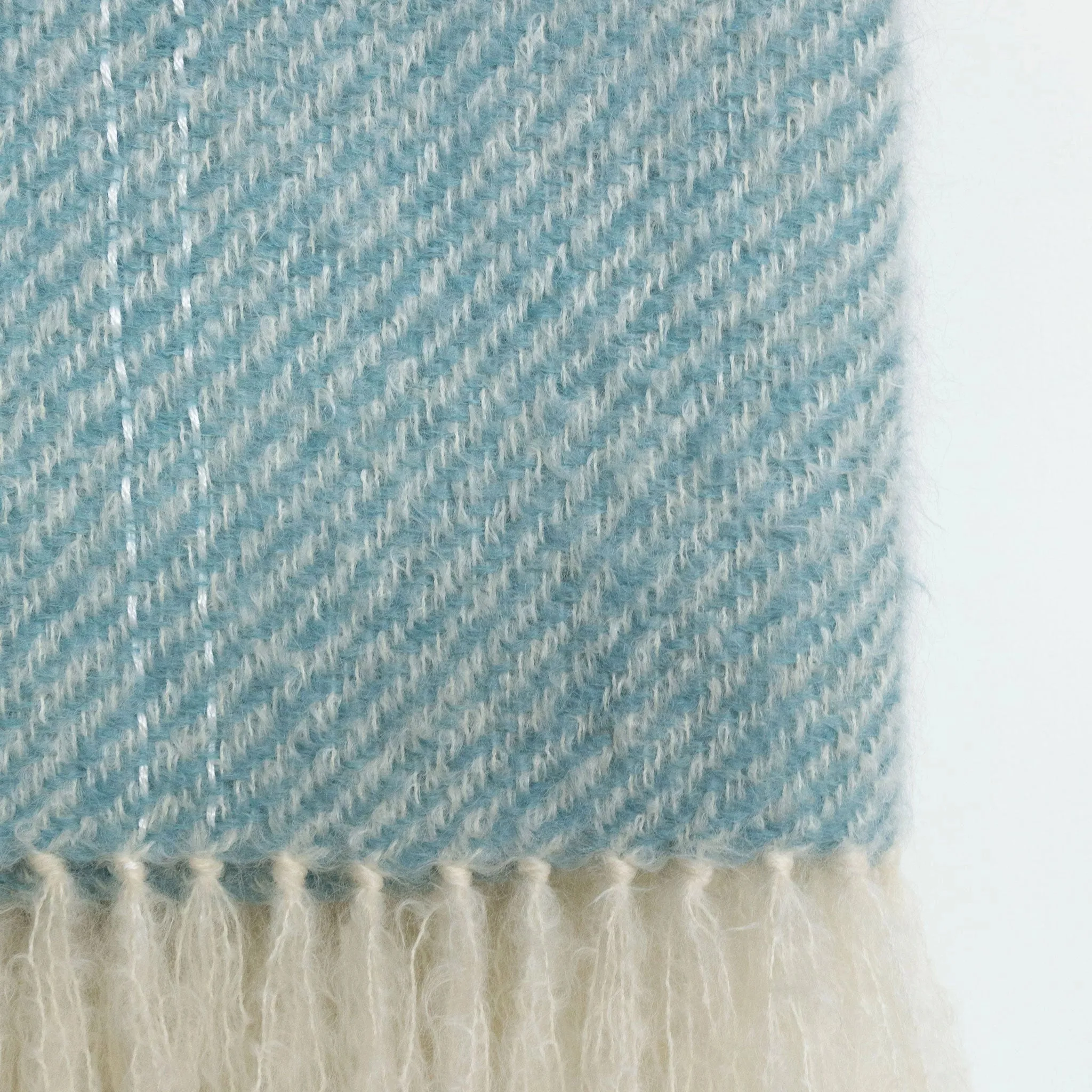 Blue-Green Handwoven Mohair Throw