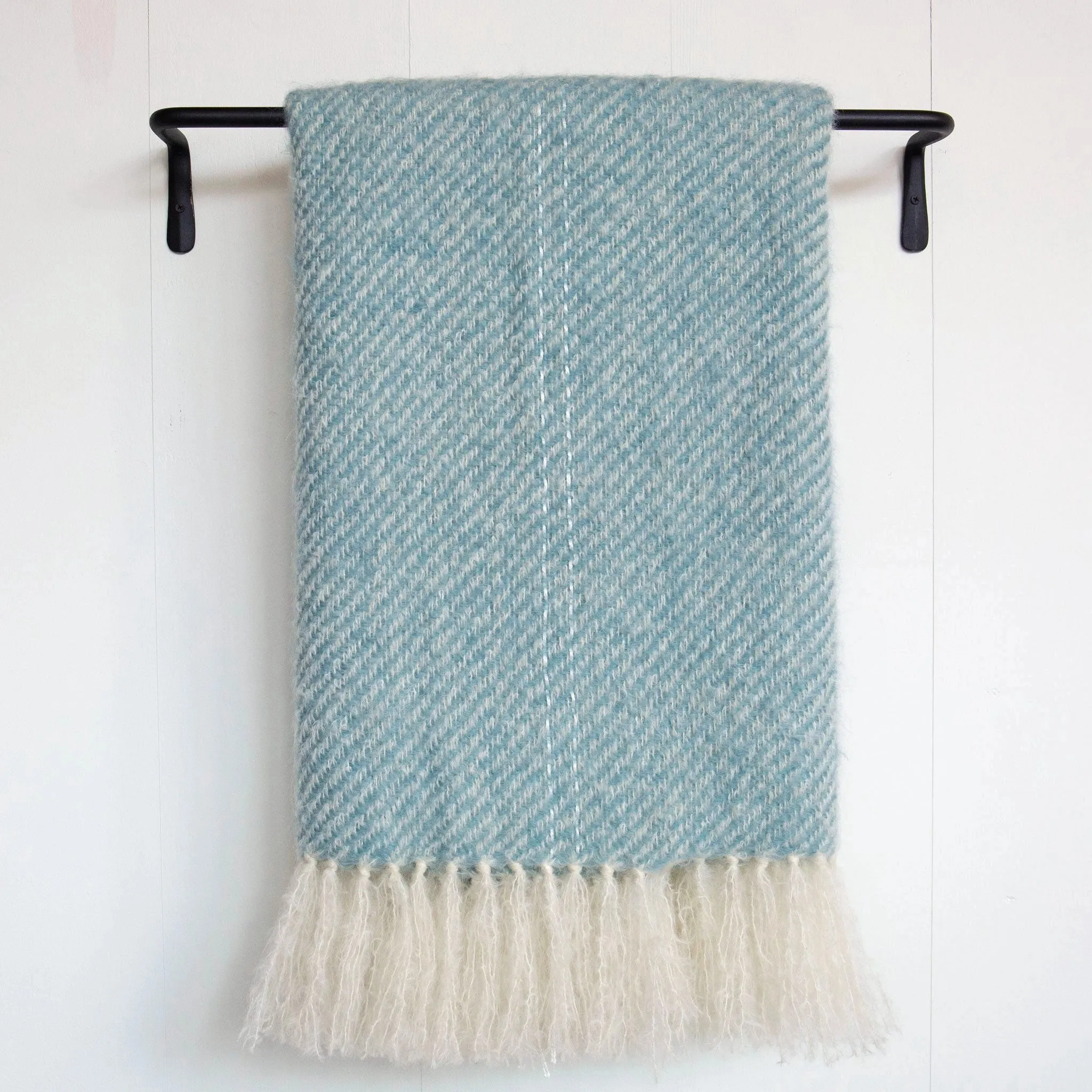 Blue-Green Handwoven Mohair Throw