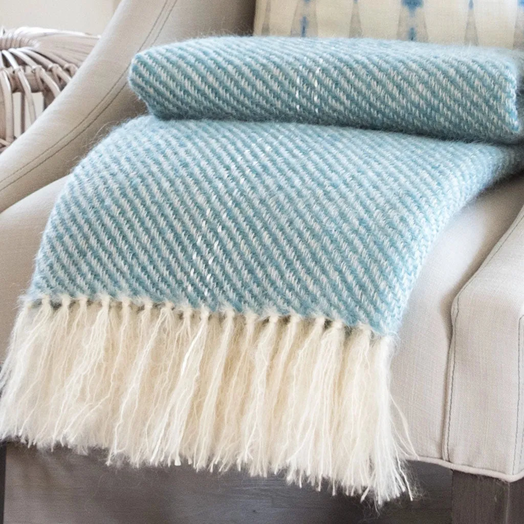 Blue-Green Handwoven Mohair Throw