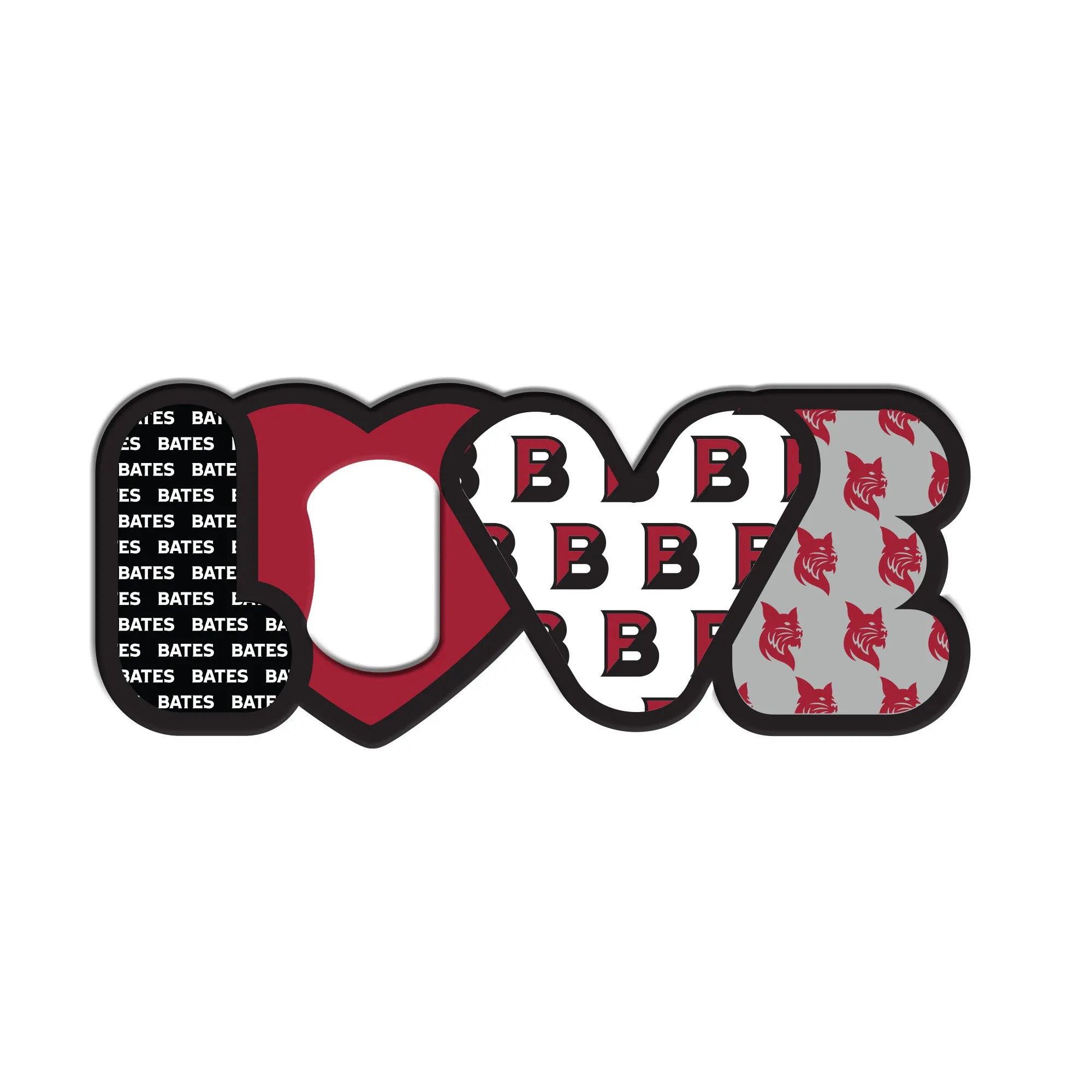 Bottle Opener Shaped With LOVE and Bates Graphics