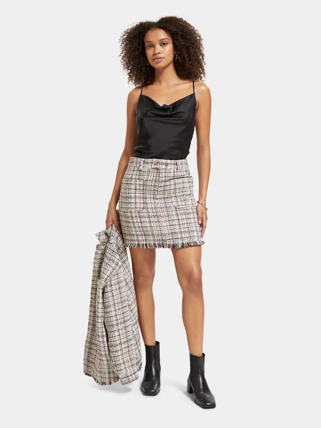 Boucle tweed mini skirt