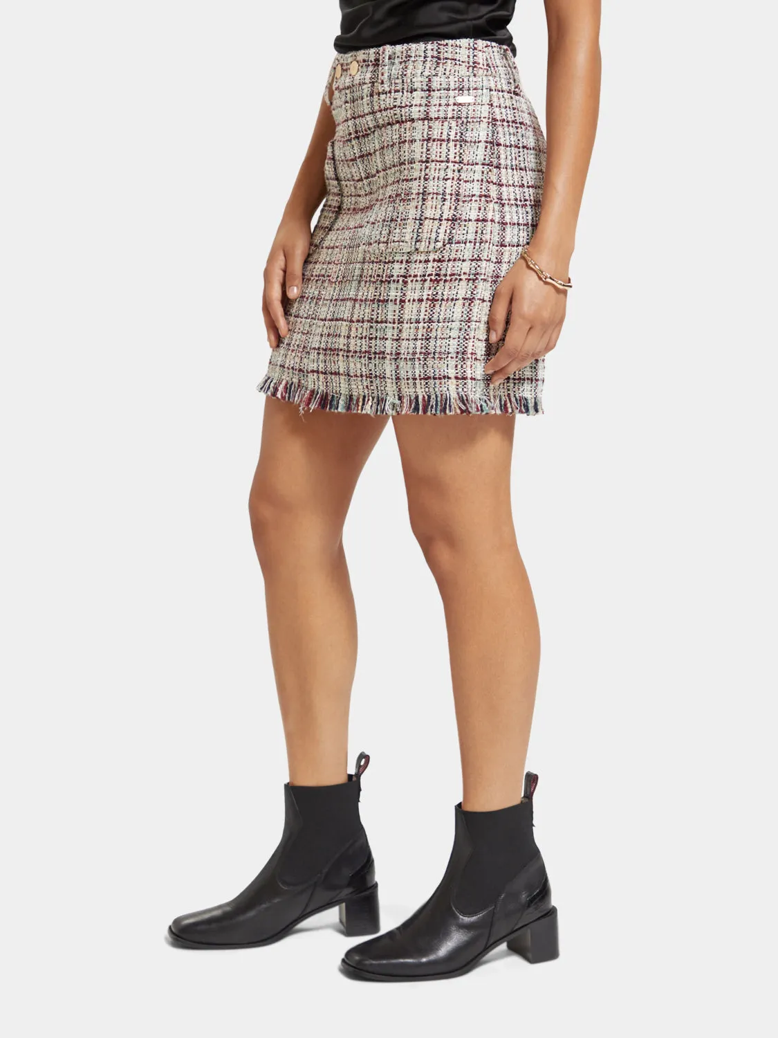 Boucle tweed mini skirt