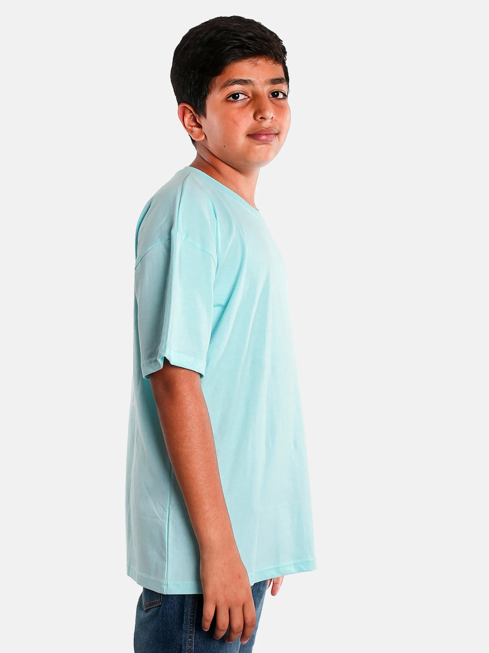 Boys Printed Over Sized Round Neck Tee