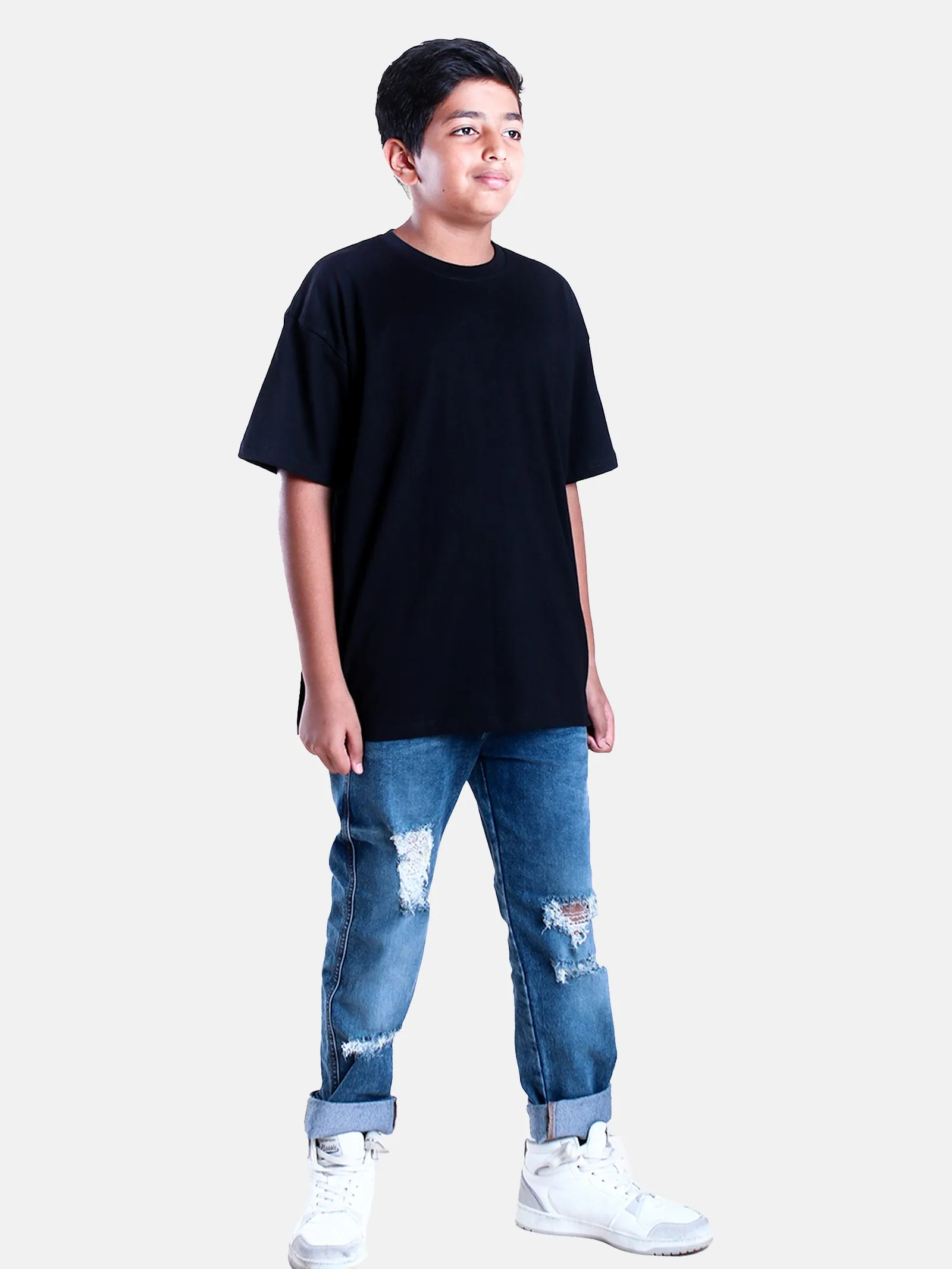 Boys Printed Over Sized Round Neck Tee