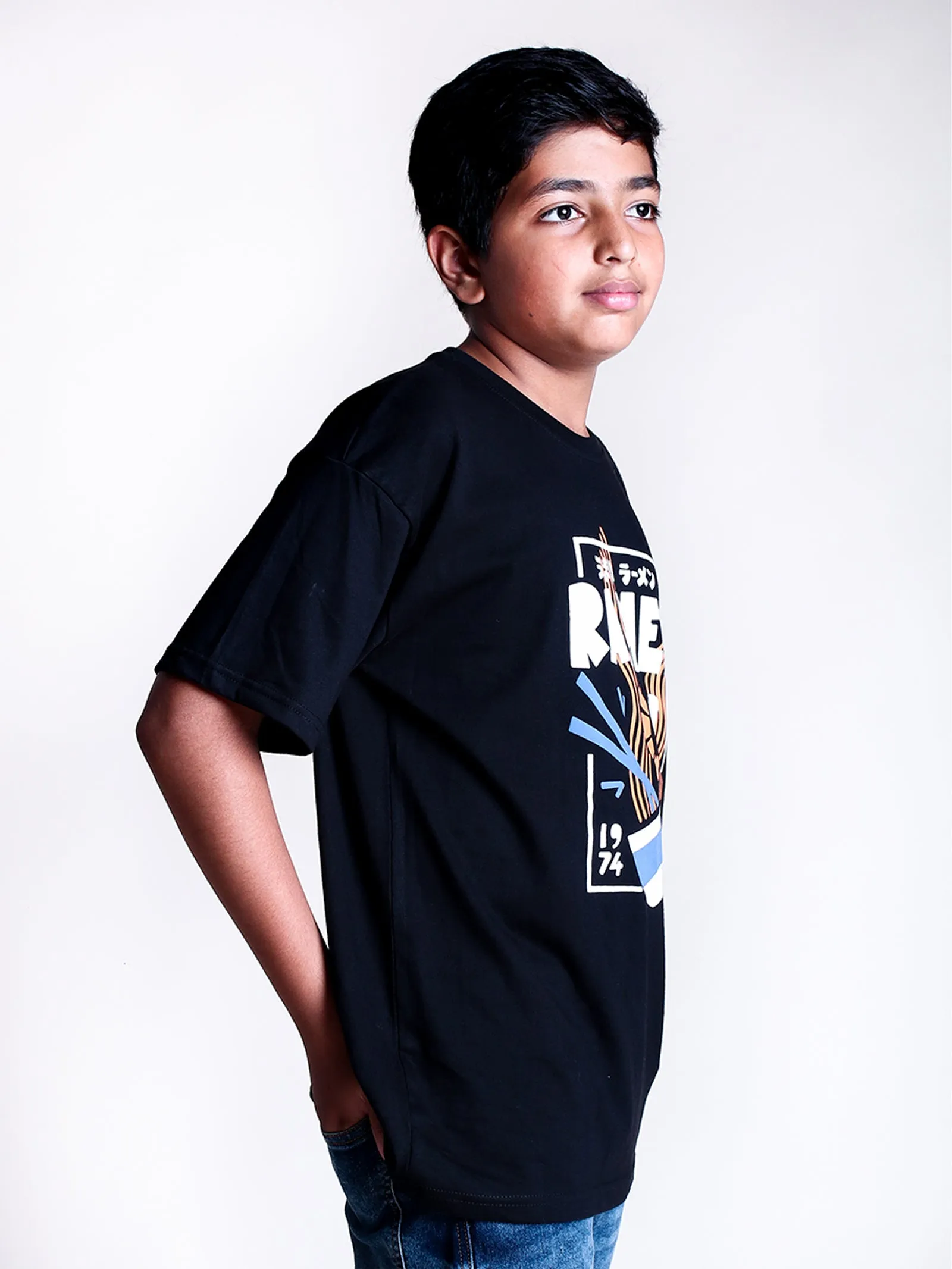 Boys Printed Over Sized Round Neck Tee