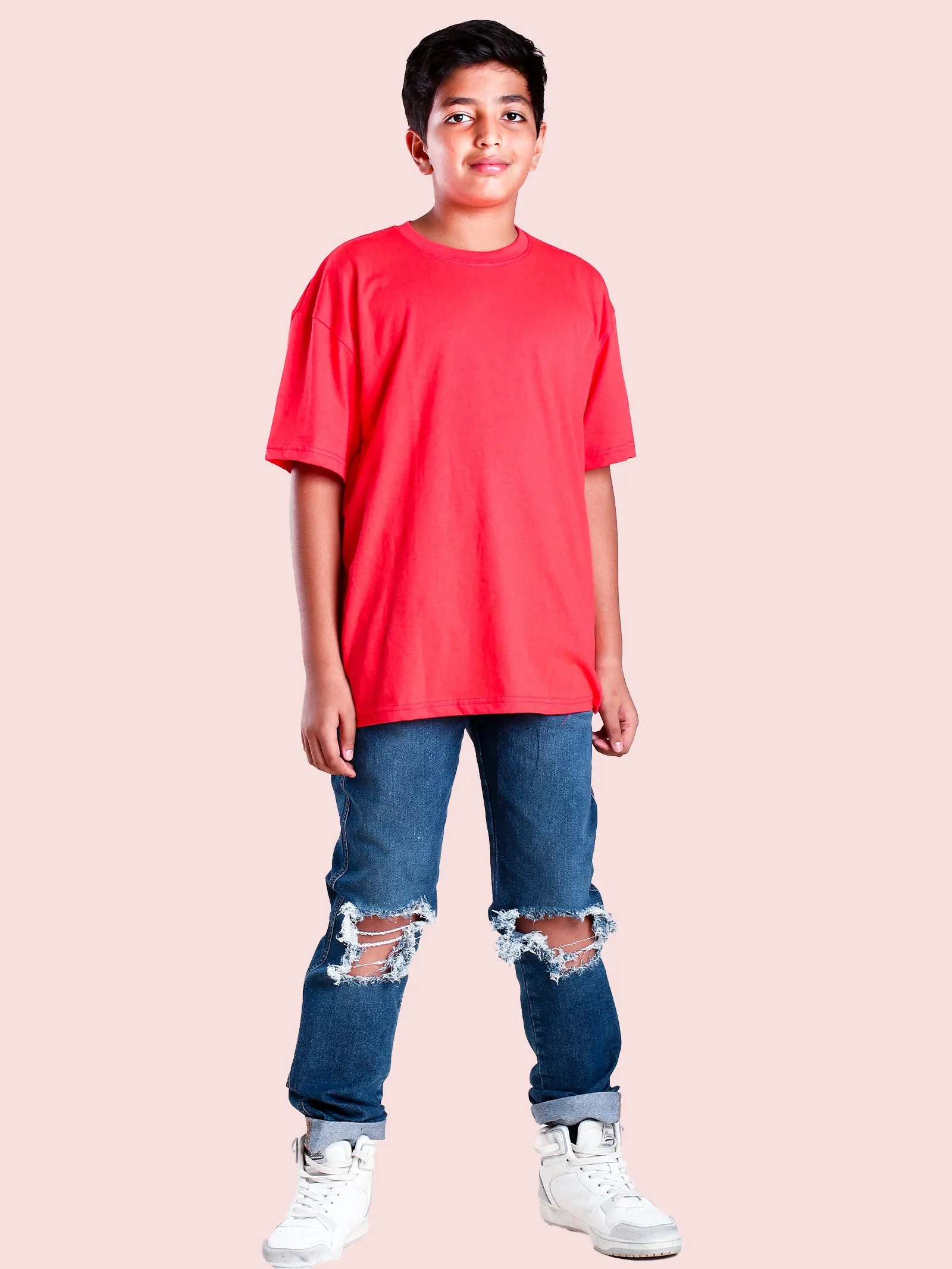 Boys Printed Over Sized Round Neck Tee