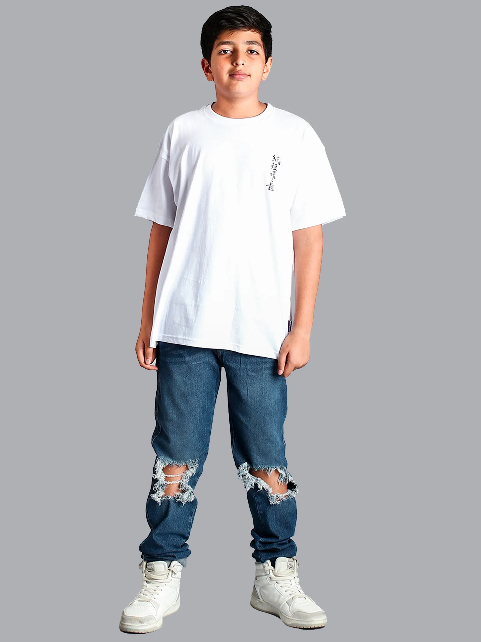 Boys Printed Over Sized Round Neck Tee