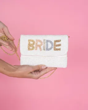 Bride Beaded Fold Over Crossbody - Off White