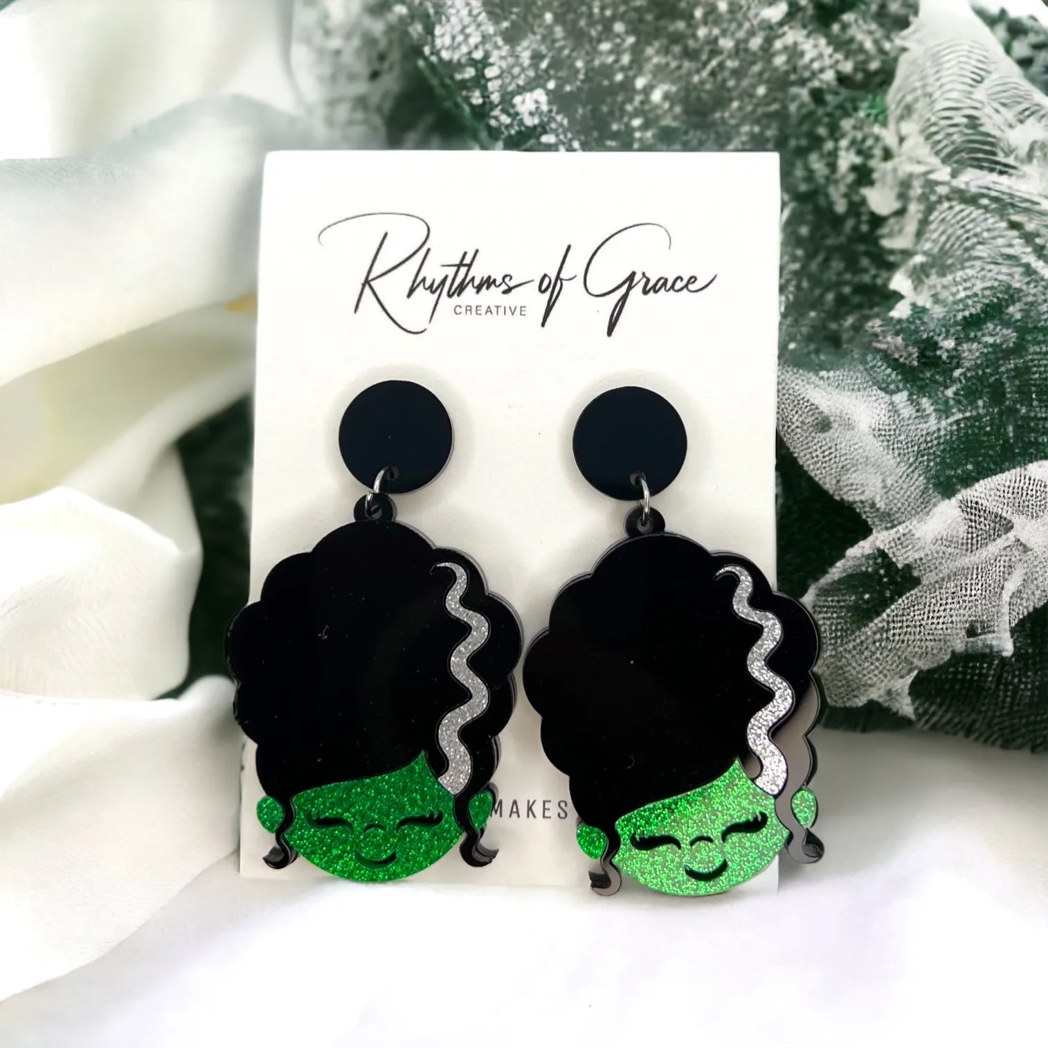 Bride of Frakenstien Earrings - Halloween Accessories , Halloween Earrings, Frakenstien Earrings, Monster Earrings