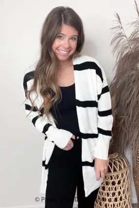 Brighter is Better Striped Cardigan in Ivory