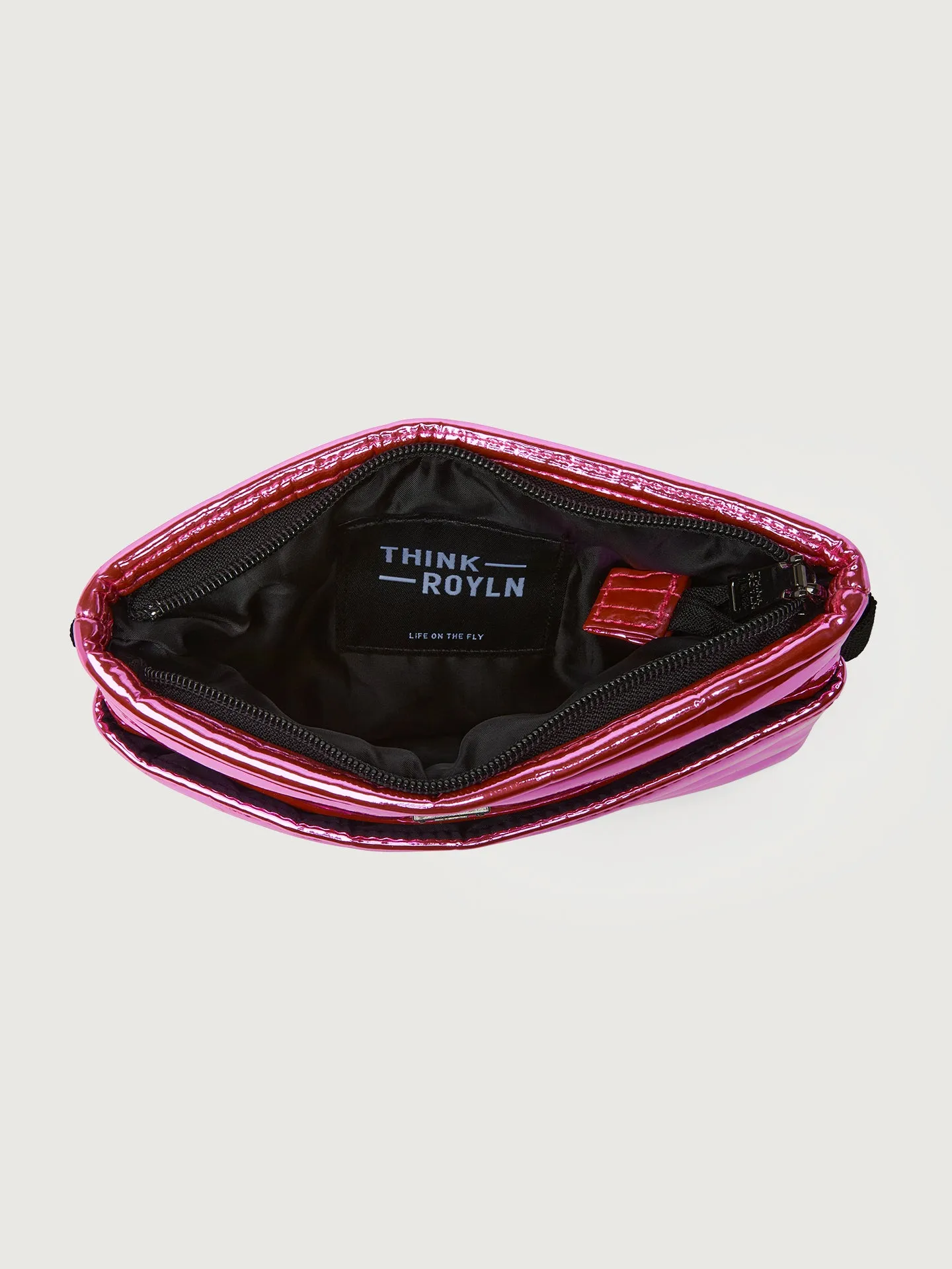 Bum Bag Crossbody - Hot Pink Mirror/ Black/ Black Web