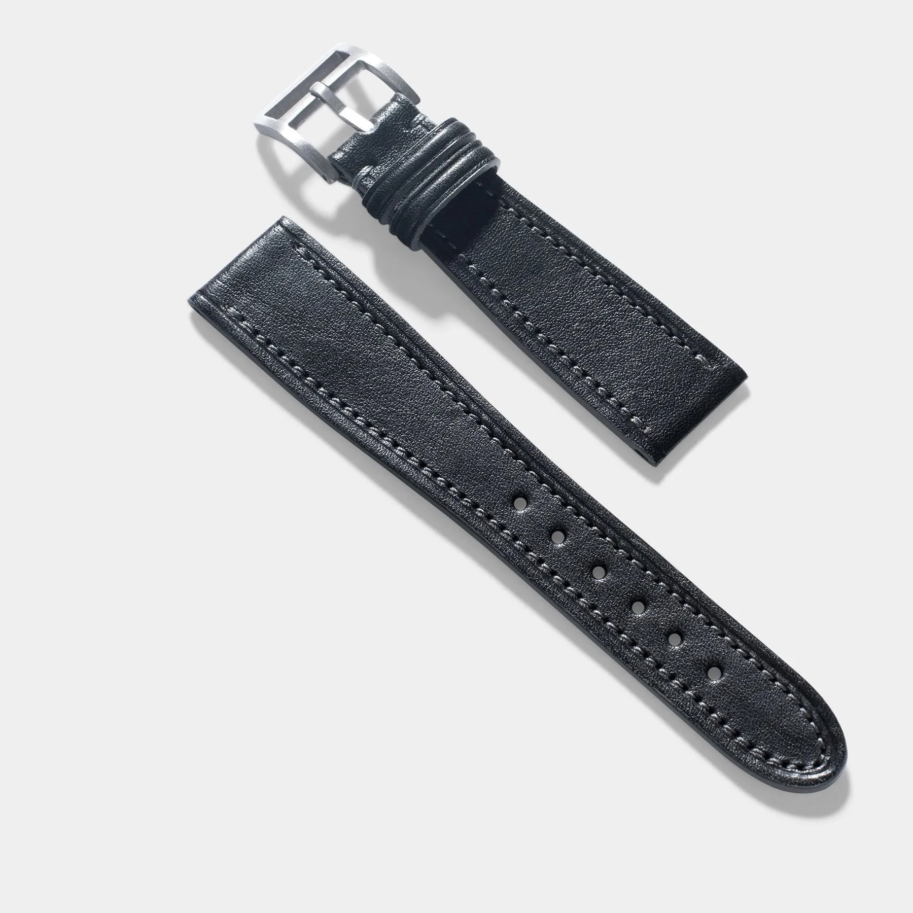 Café Noir Black Leather Watch Strap