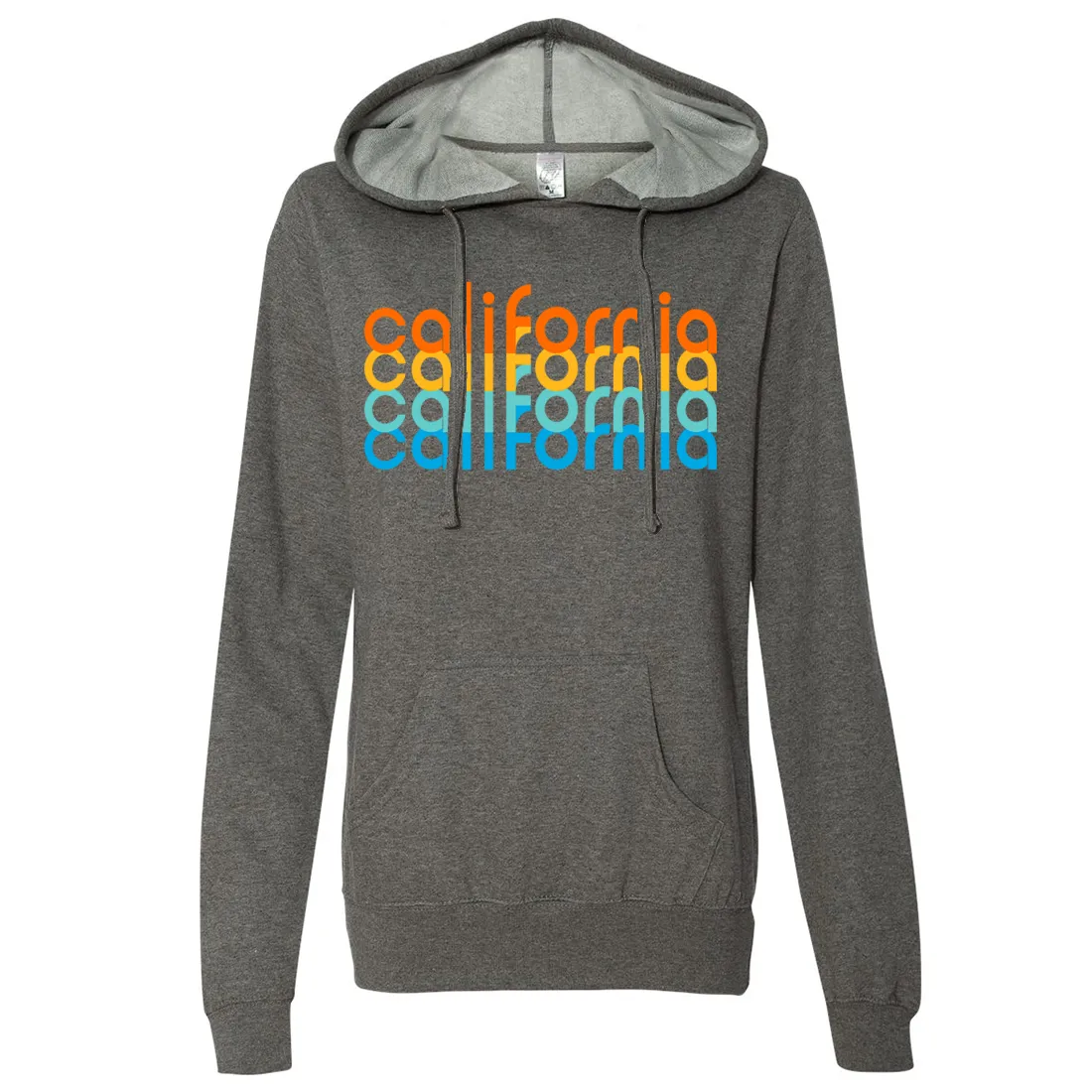 California Rainbow Stack Ladies Lightweight Fitted Hoodie