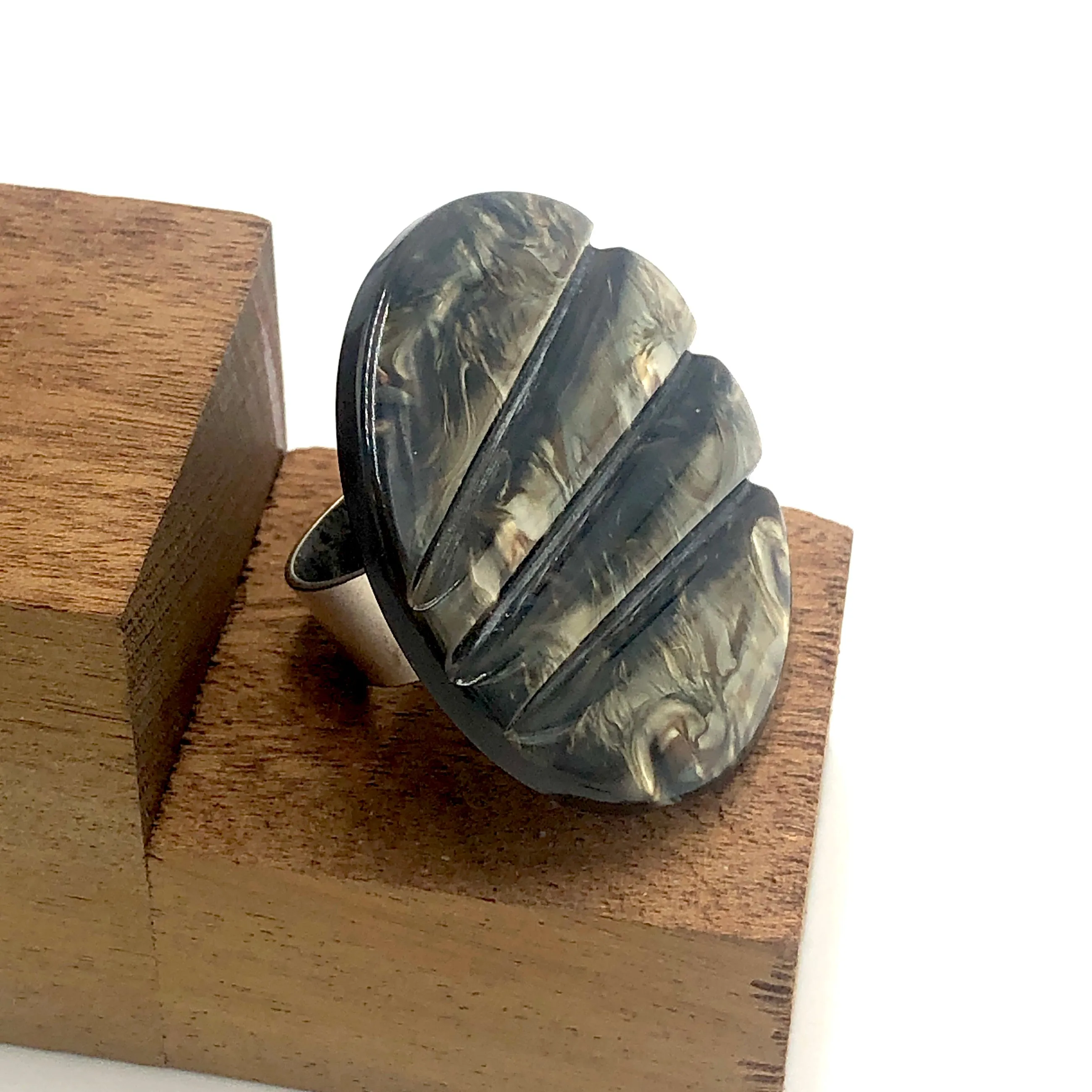 Carved Dark Night Cocktail Ring