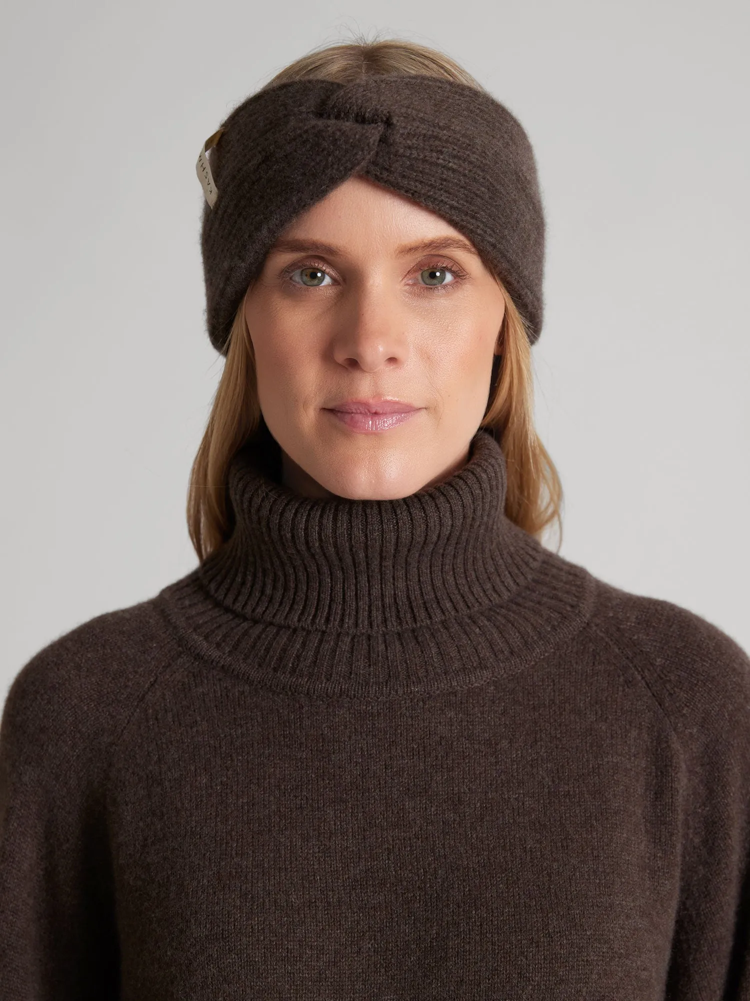 Cashmere head band "Freya" - dark brown