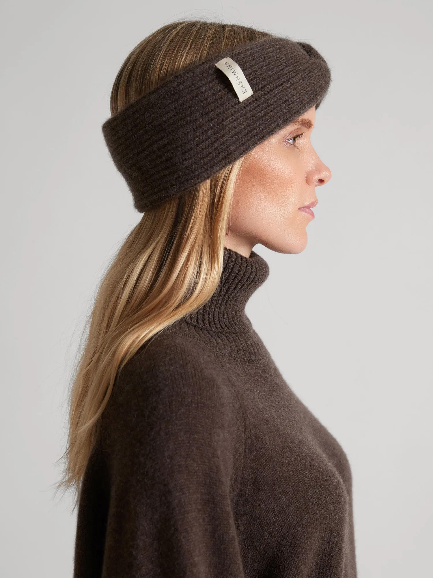 Cashmere head band "Freya" - dark brown