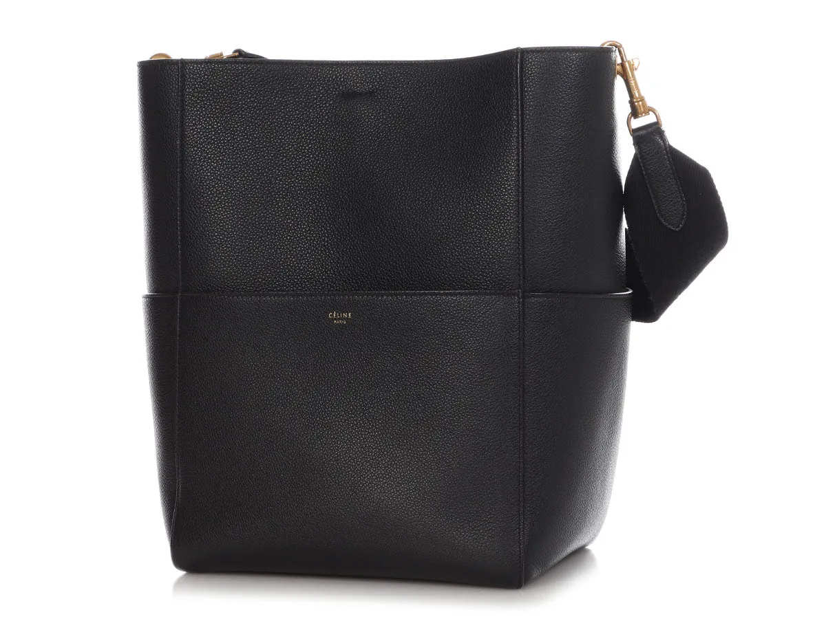 Celine Large Black Seau Sangle Bucket Bag