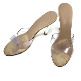 Chanel Tan Criss Cross Plexi Heels Size US10 | IT40.5