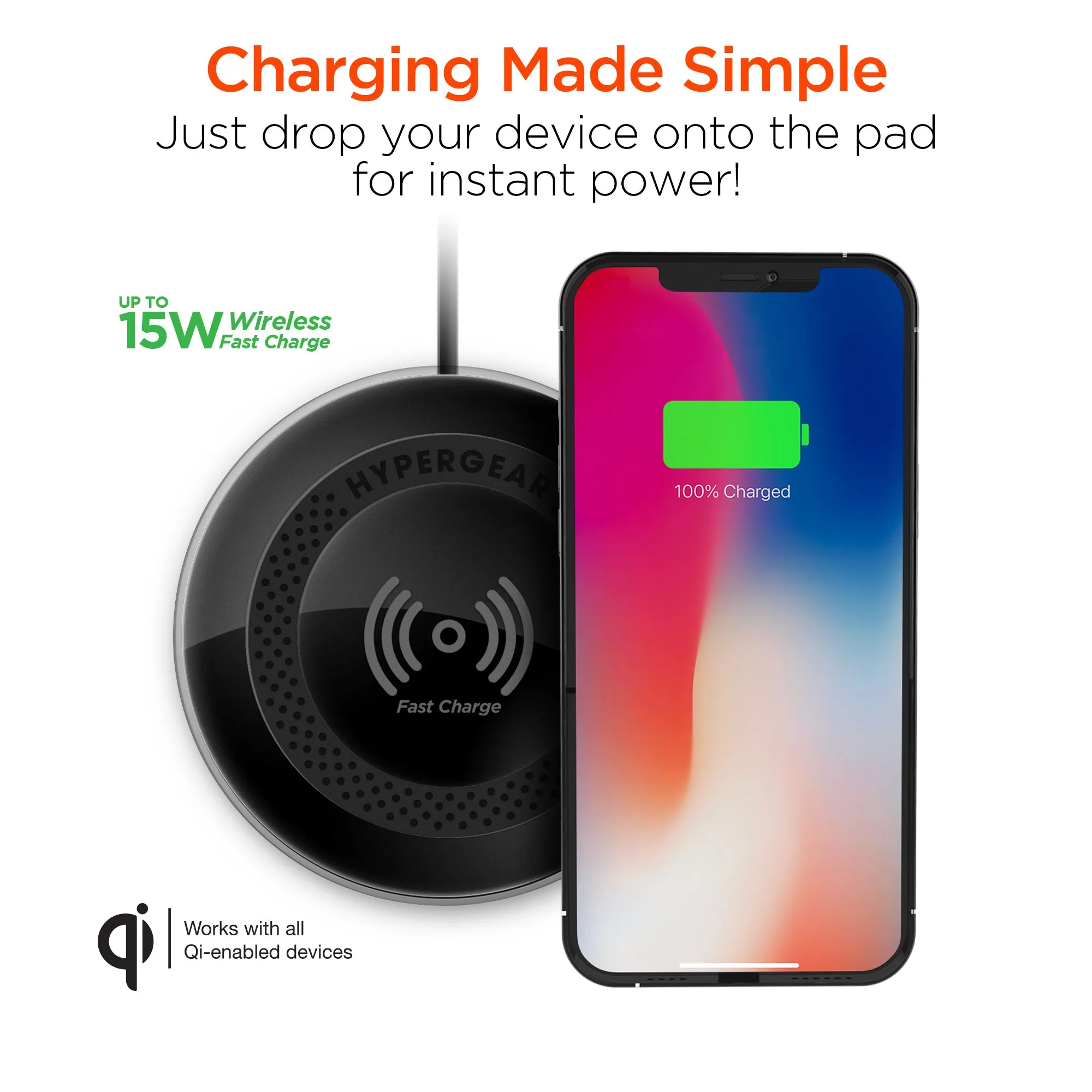 ChargePad Pro 15W Wireless Fast Charger with USB-C Connector | Black