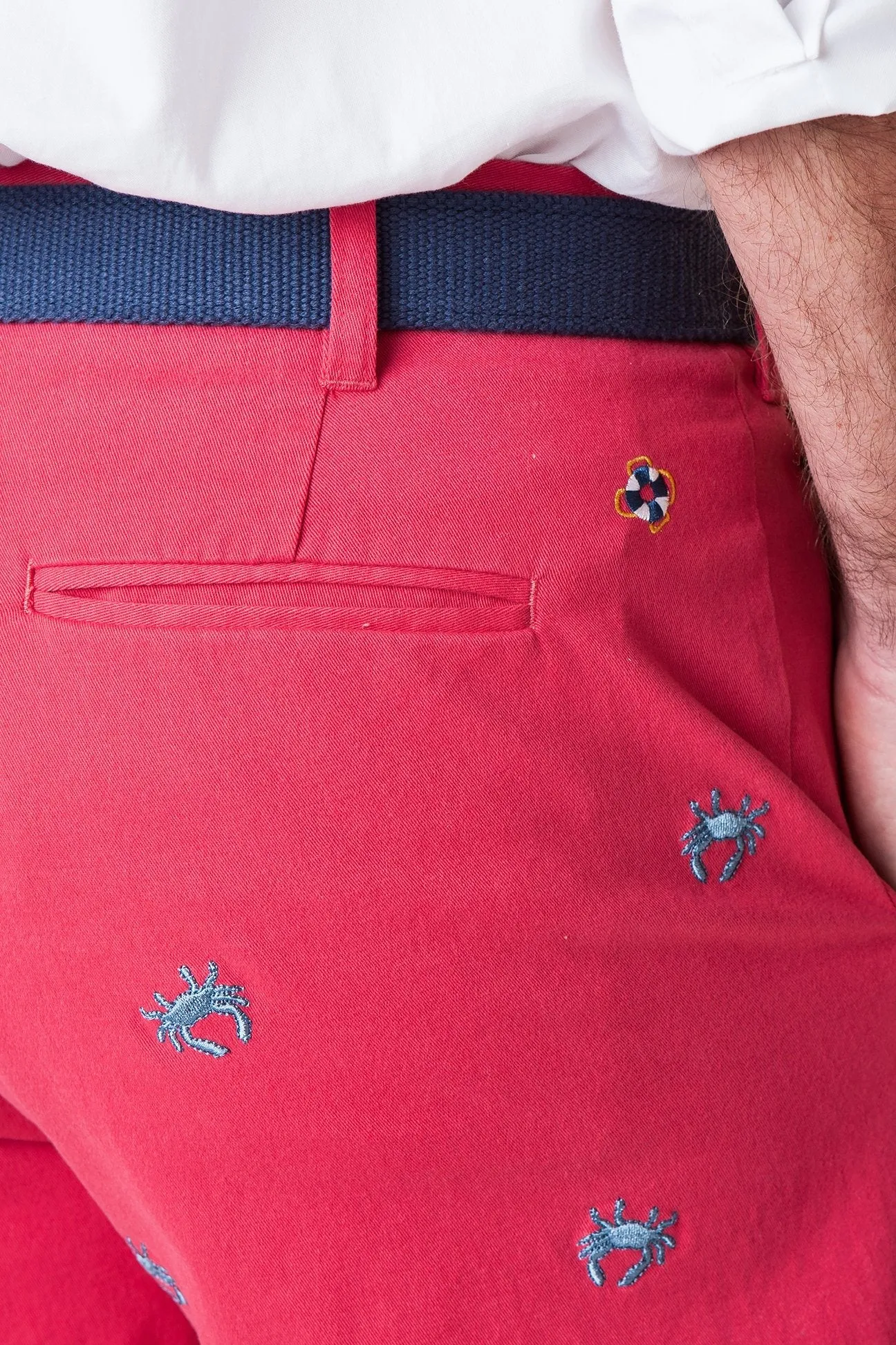 Cisco Short Stretch Twill Hurricane Red with Blue Crab