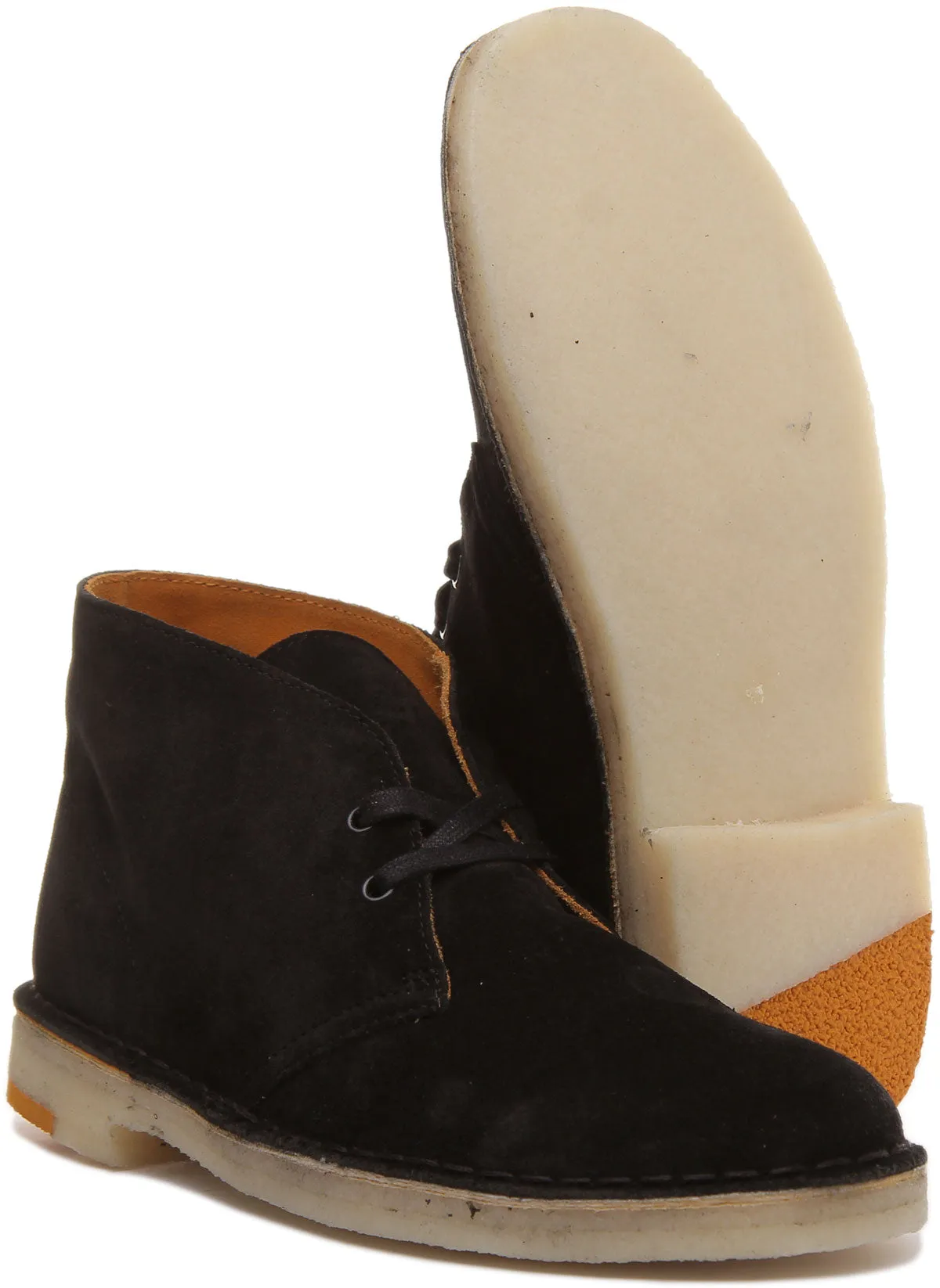 Clarks Originals Desert Boot In Black Orange For Men