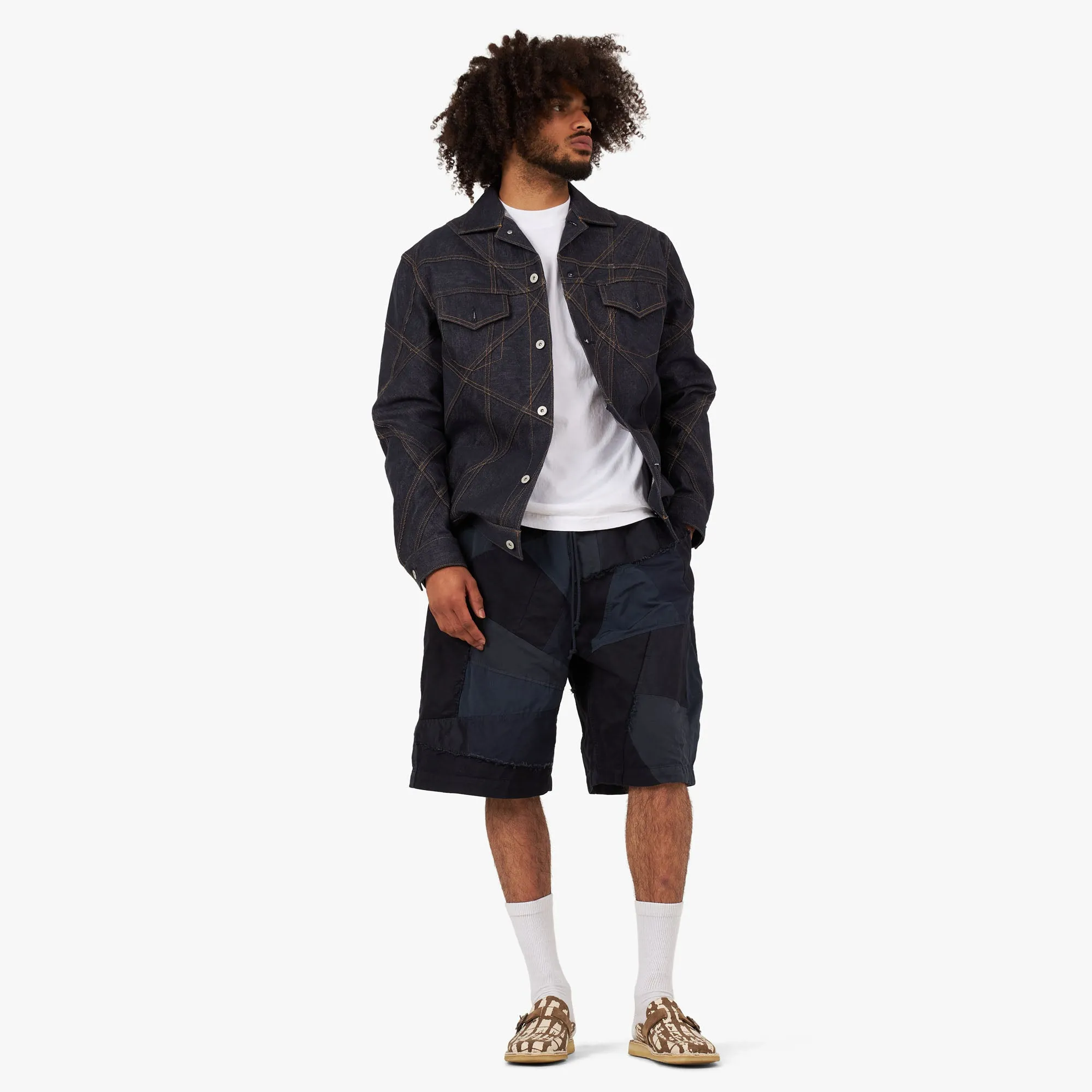 COMME des  GARÇONS Homme Garment Dyed Shorts / Navy Mix