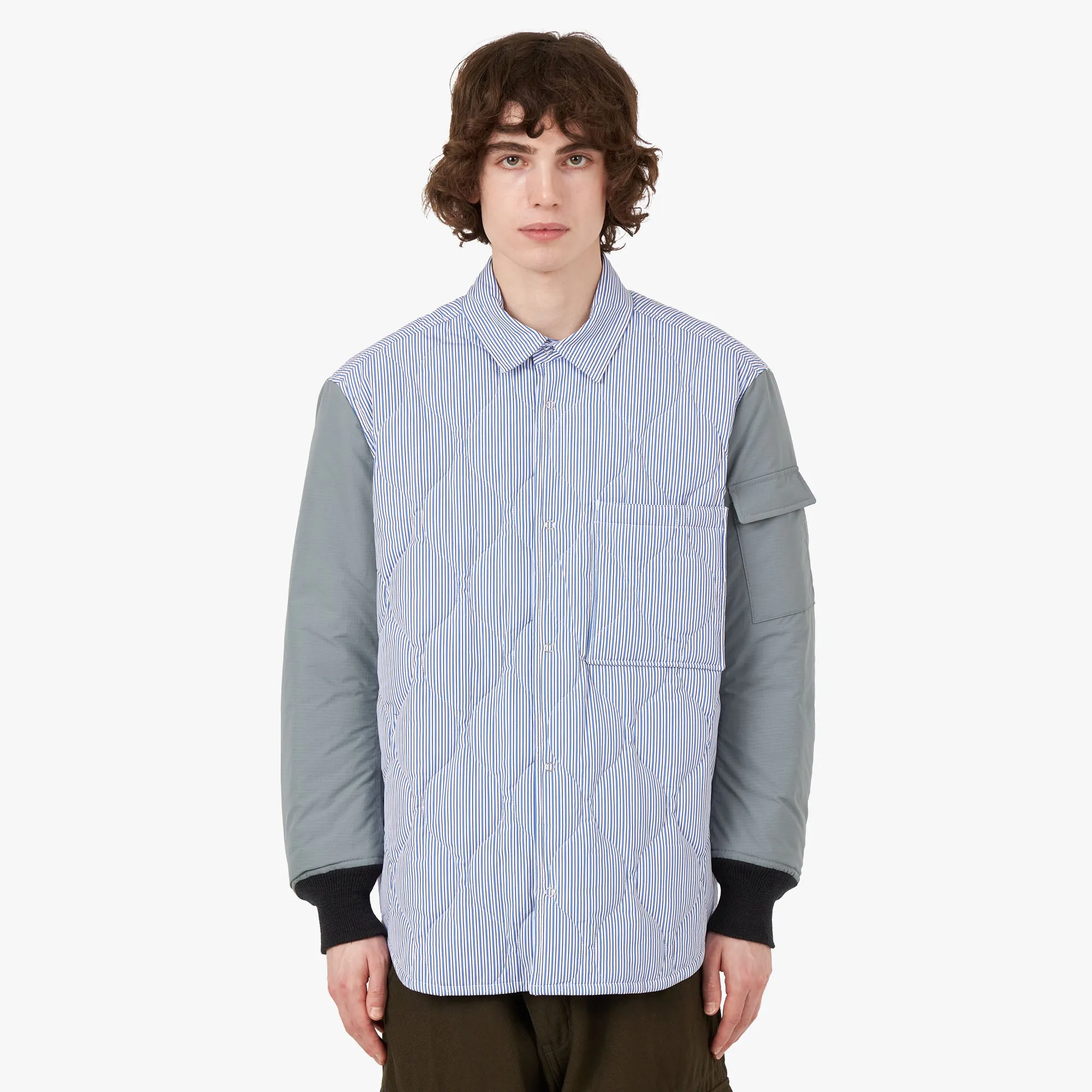 COMME des GARÇONS HOMME Quilted Shirt Jacket White / Blue