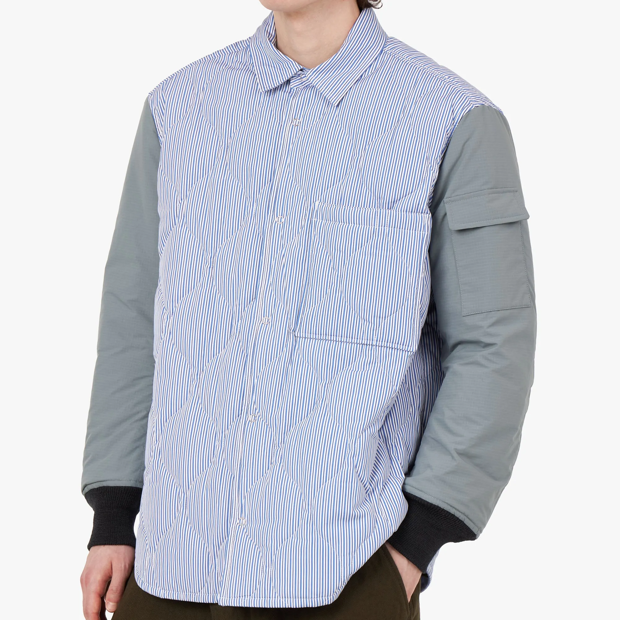 COMME des GARÇONS HOMME Quilted Shirt Jacket White / Blue