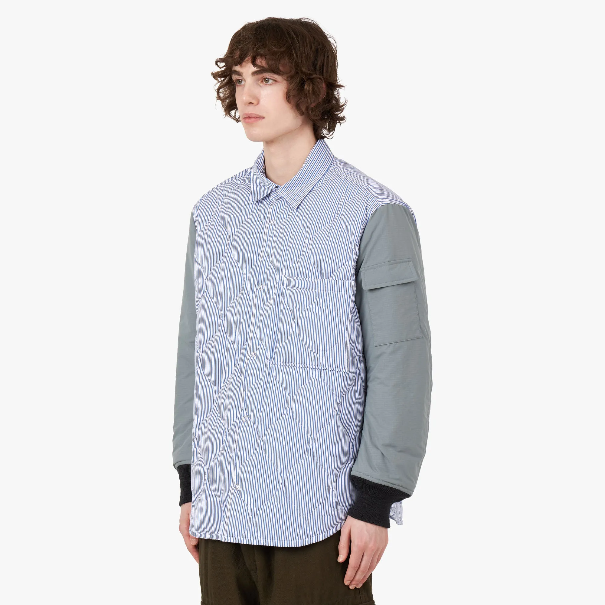 COMME des GARÇONS HOMME Quilted Shirt Jacket White / Blue