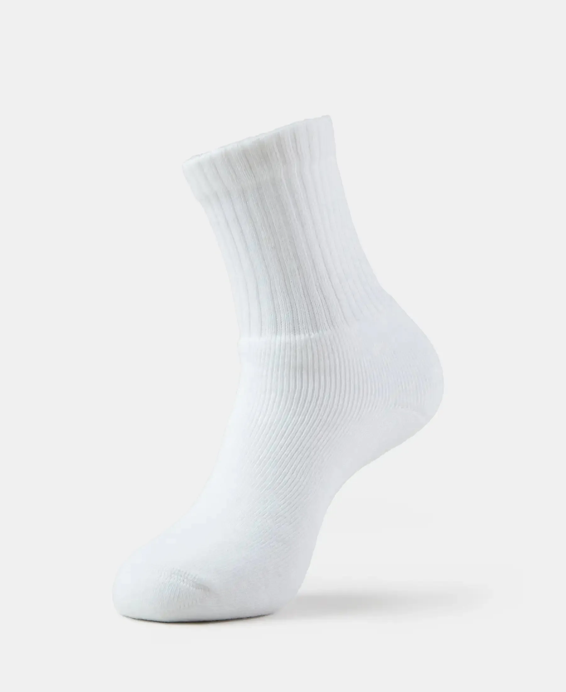 Compact Cotton Terry Crew Length Socks With StayFresh Treatment - White