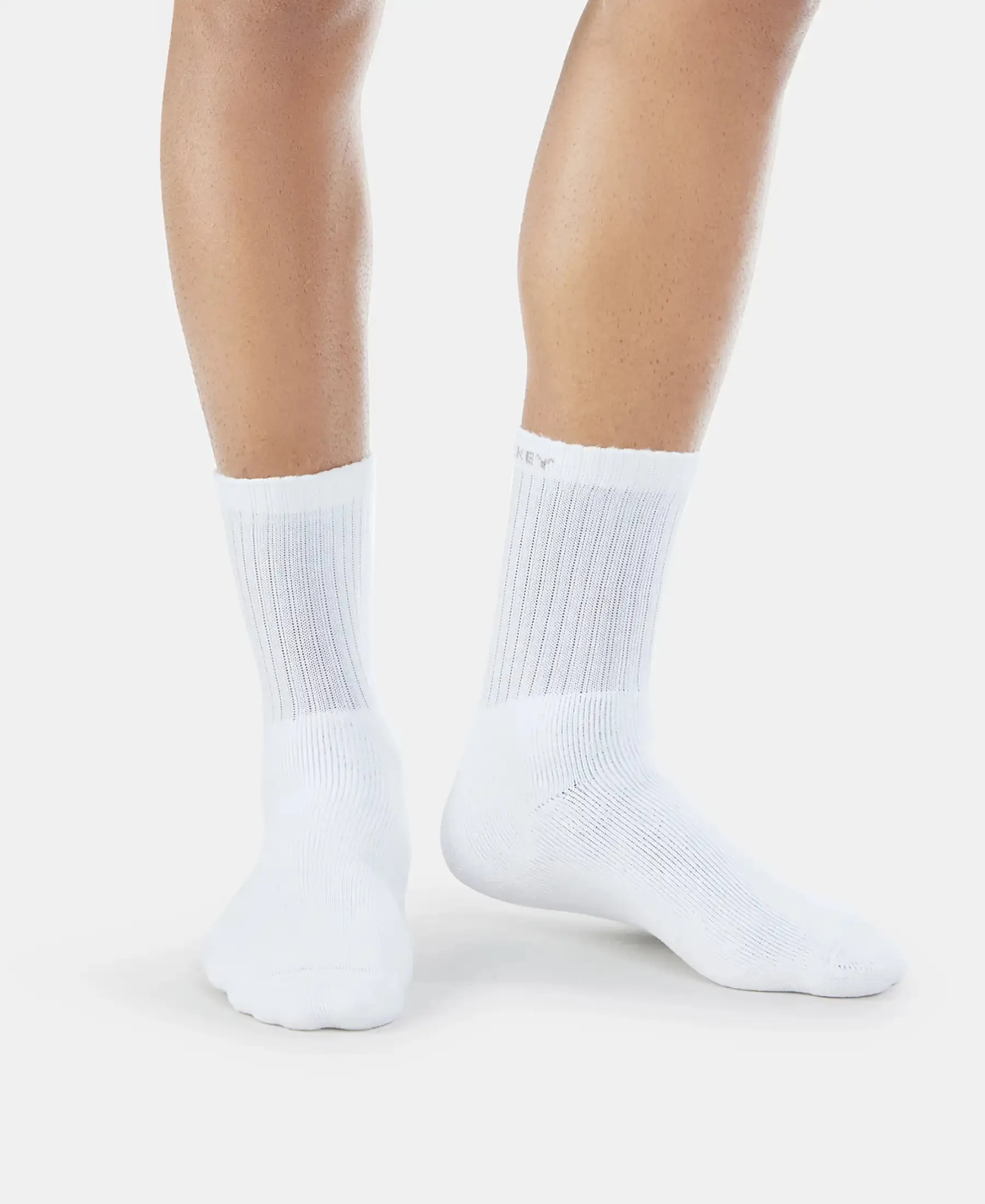 Compact Cotton Terry Crew Length Socks With StayFresh Treatment - White