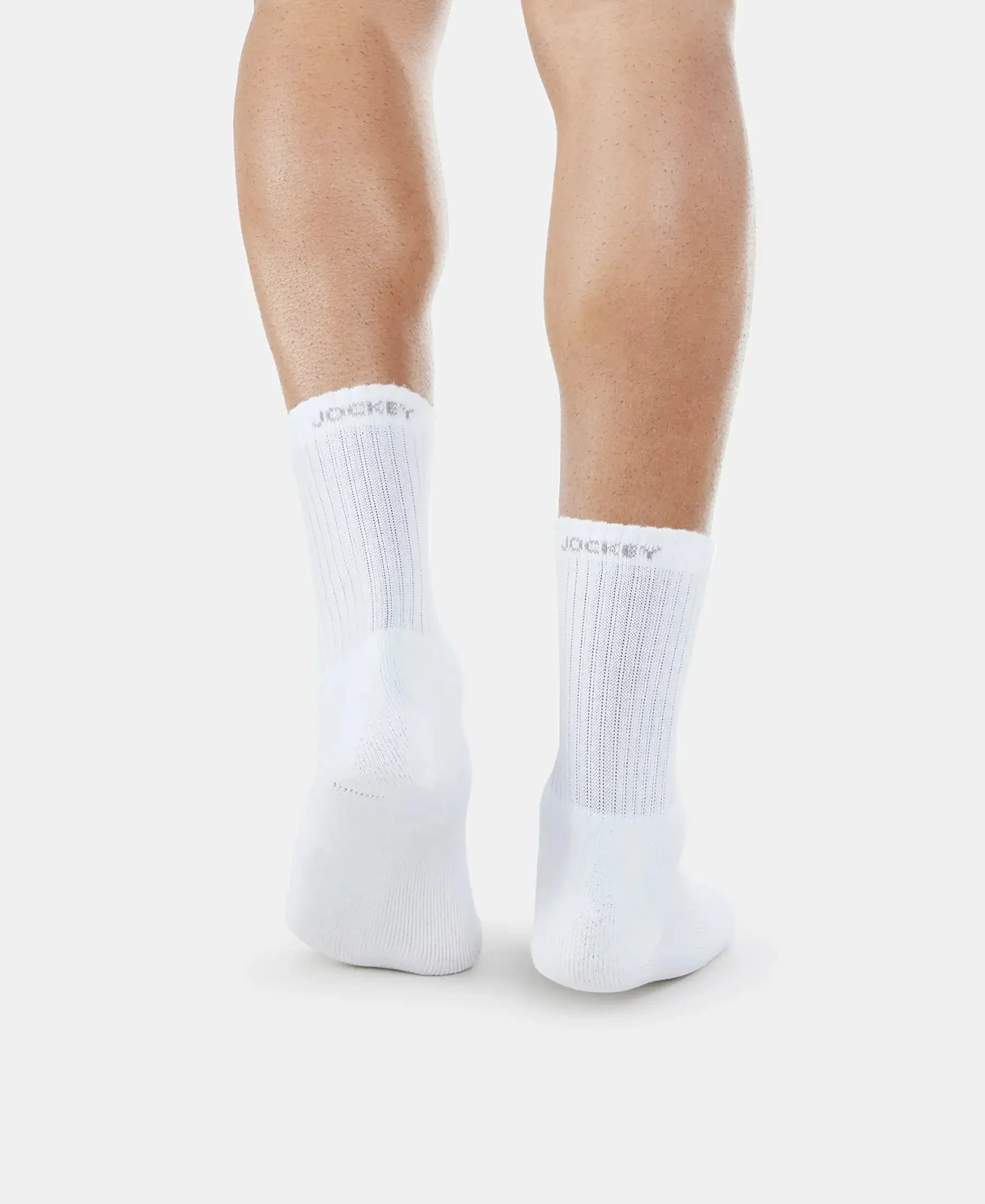 Compact Cotton Terry Crew Length Socks With StayFresh Treatment - White