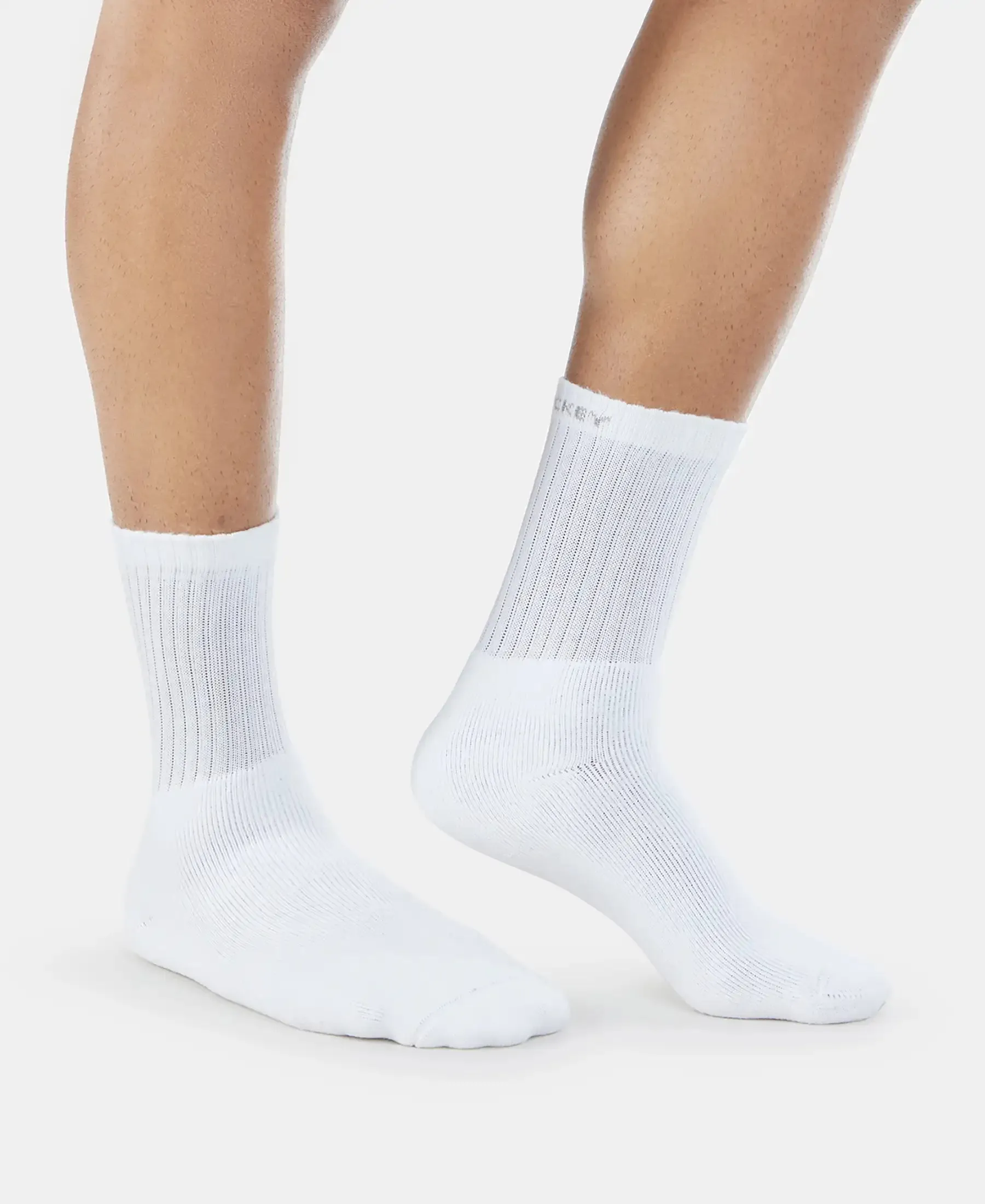 Compact Cotton Terry Crew Length Socks With StayFresh Treatment - White