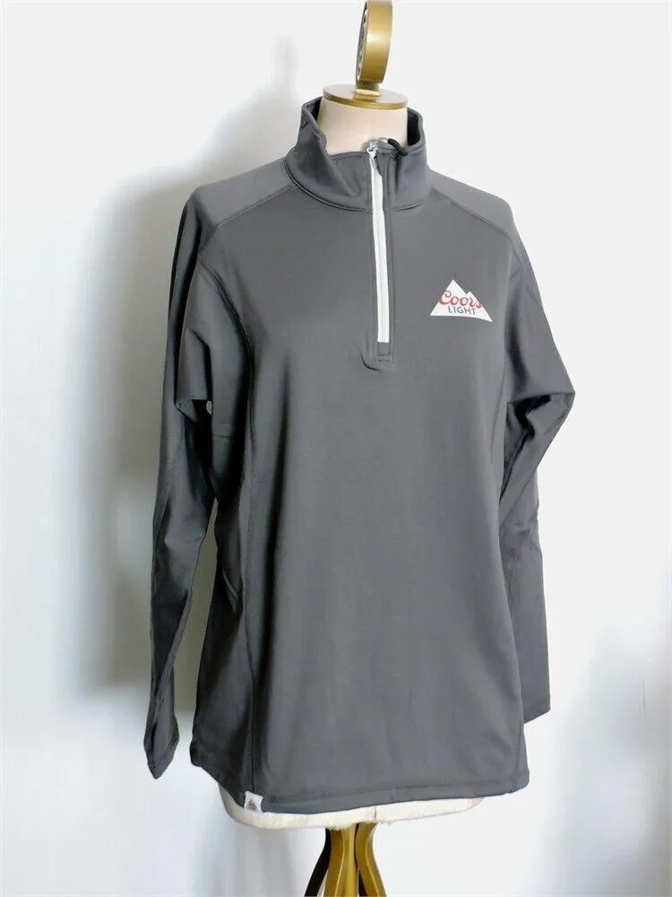 Coors Light Men's Grey T-Shirt 1/4 Zip Long Sleeve Pullover Top (S01)