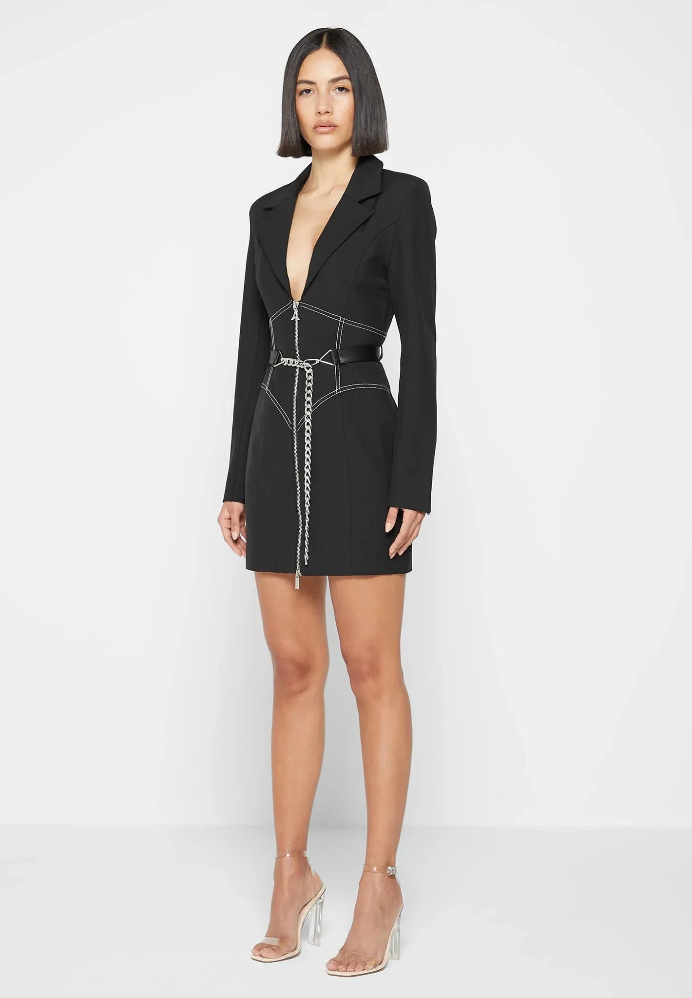 Corset Blazer Dress with Chain